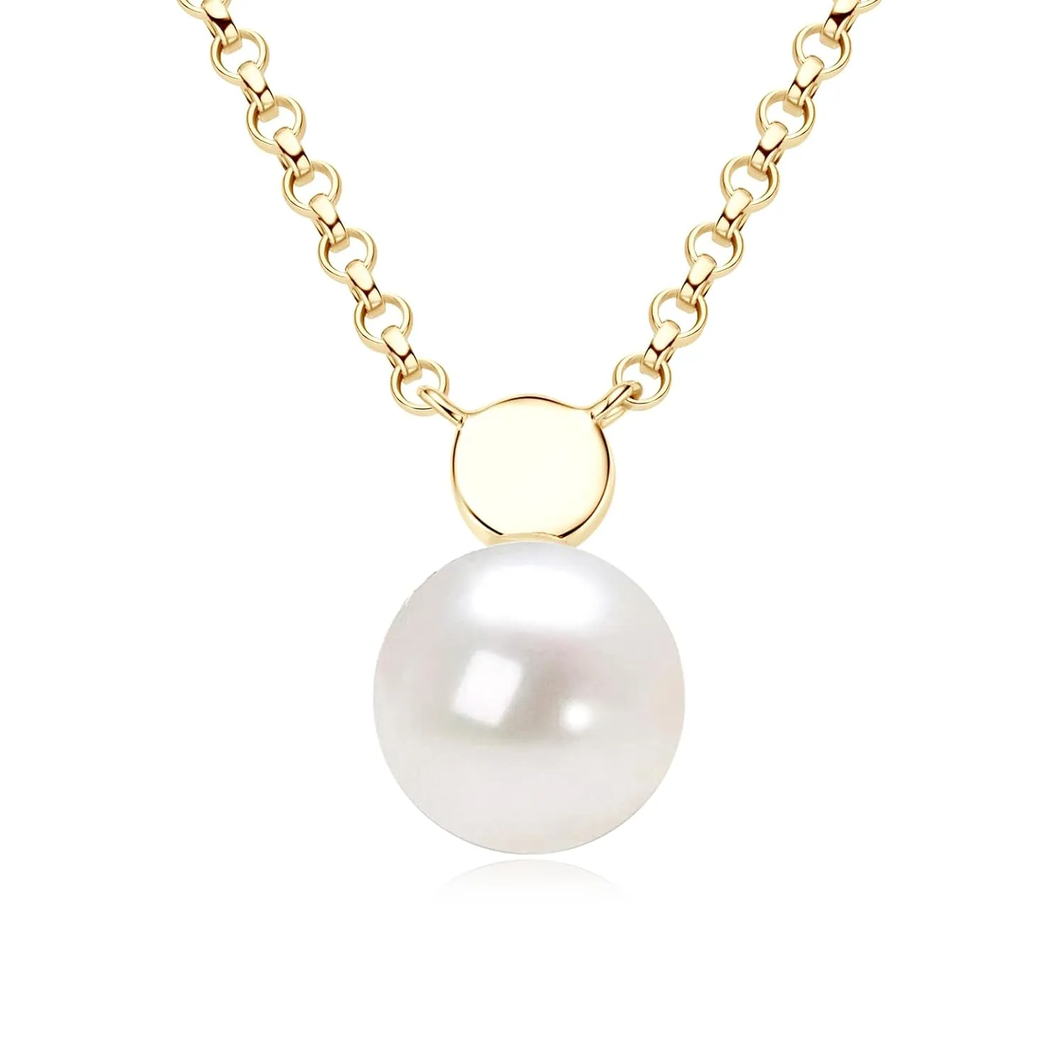 14K Gold Plated Pearl Necklaces for Women, Sterling Silver Dainty Single Pearl Pendant Choker Necklace Jewelry Gifts for Mother Day Birthday Wedding
