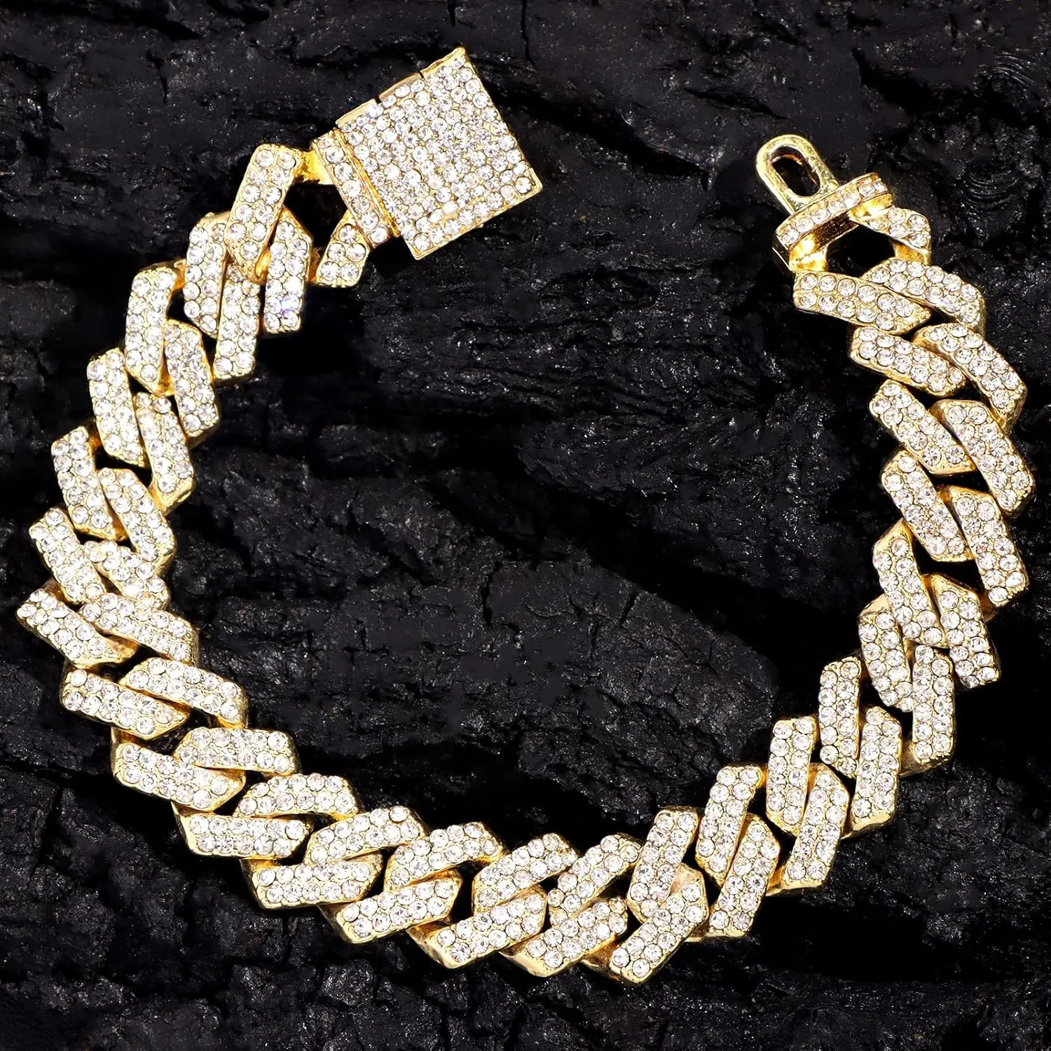 14mm Cuban Link Chain for Men Iced Out Miami Cuban Link Chain Necklace Bracelet for Men Women Bling Diamond Cuban Chains Bracelets/Necklaces Hip Hop Jewelry