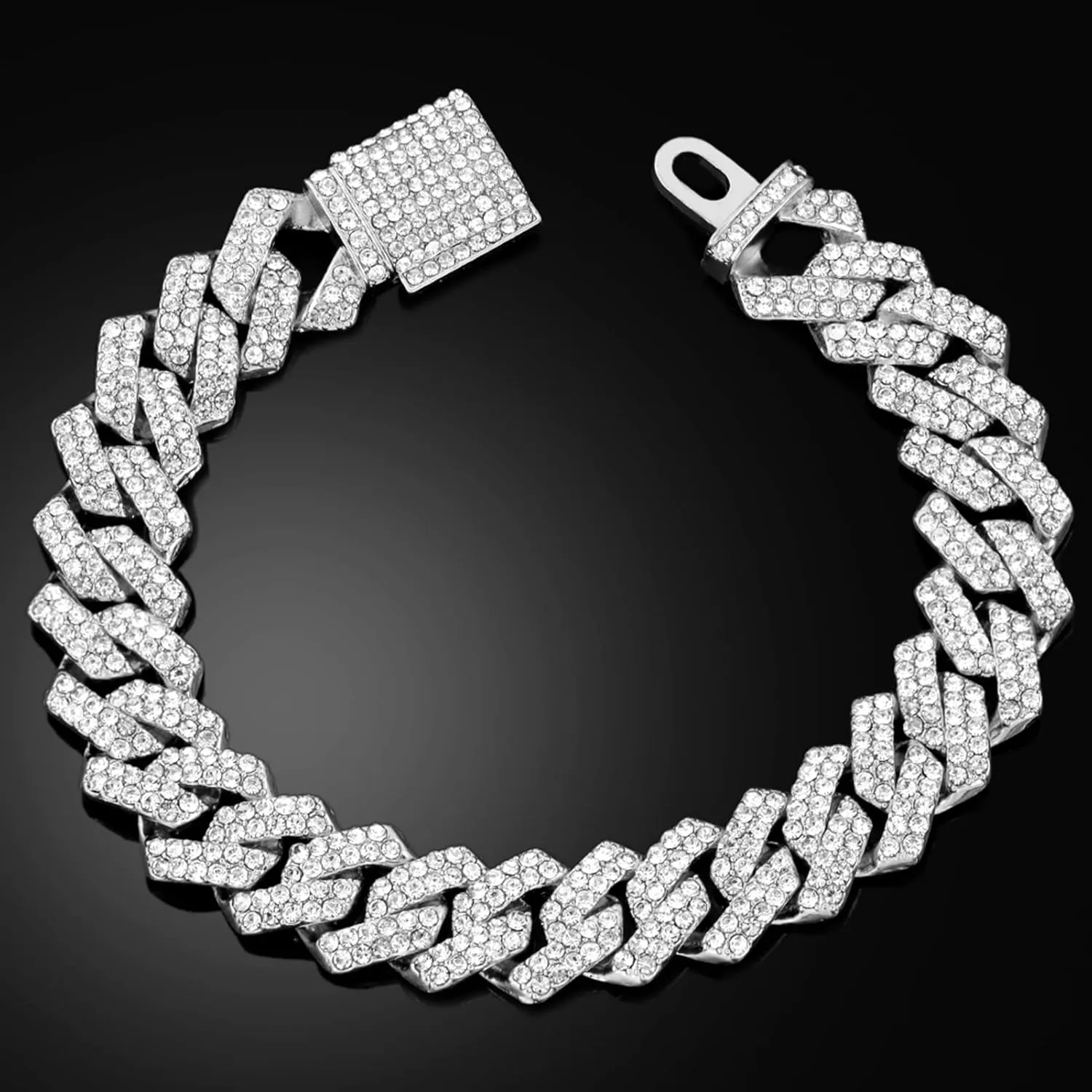 14mm Cuban Link Chain for Men Iced Out Miami Cuban Link Chain Necklace Bracelet for Men Women Bling Diamond Cuban Chains Bracelets/Necklaces Hip Hop Jewelry