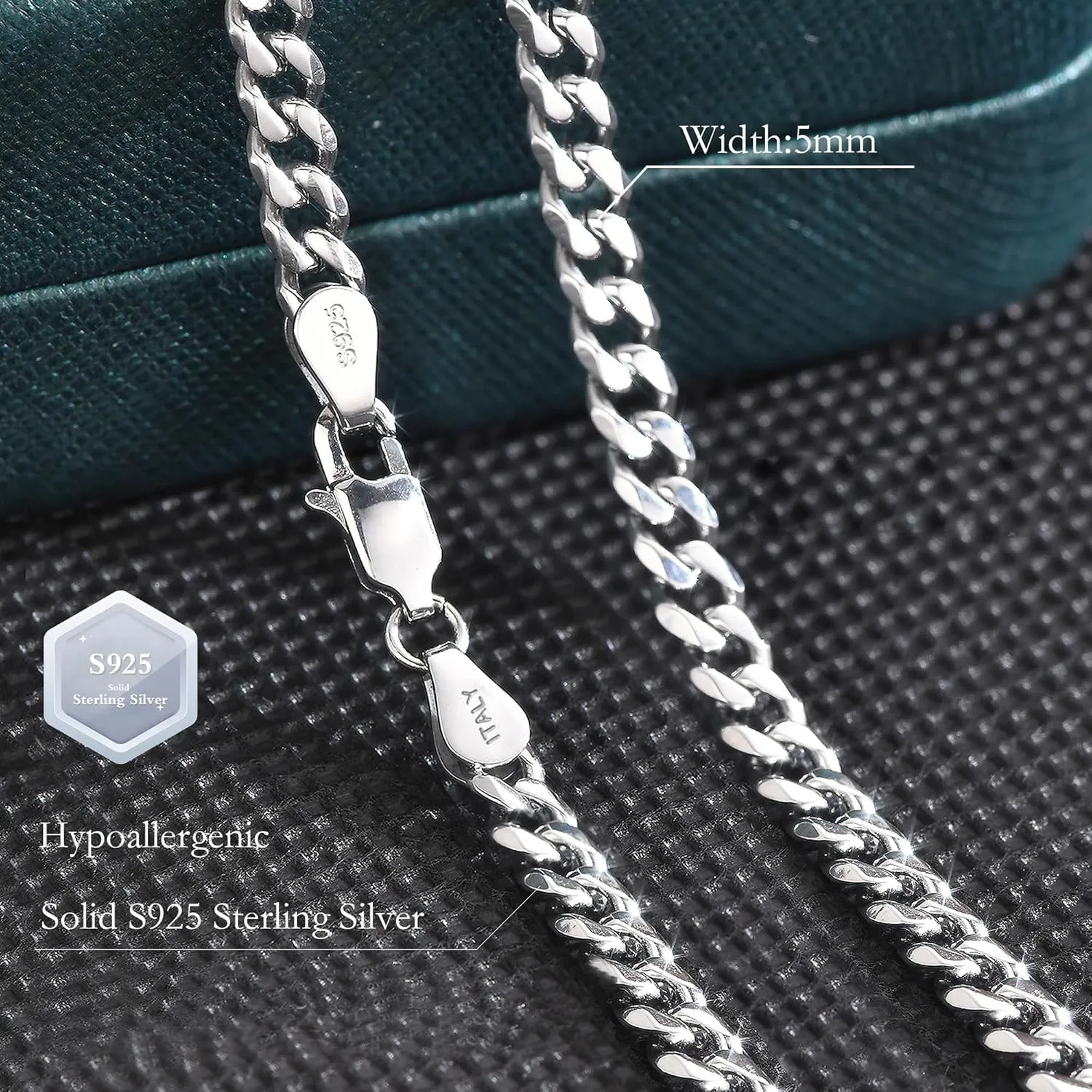 2 Pcs 925 Sterling Silver 5mm Cuban Link Chain for Men&2.5mm Rope Link Chain Bracelet Set for Men's&woman,Trendy hip-hop stacking Fashion Gift Boyfriend/Girlfriend/mother's Non Tarnish Hypoallergenic