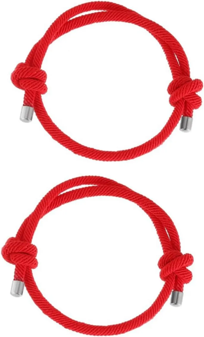 2pcs Red Cord Bracelet Braided Rope Friendship Bangle Traditional Amulet for Protection and Luck Couples and Friends