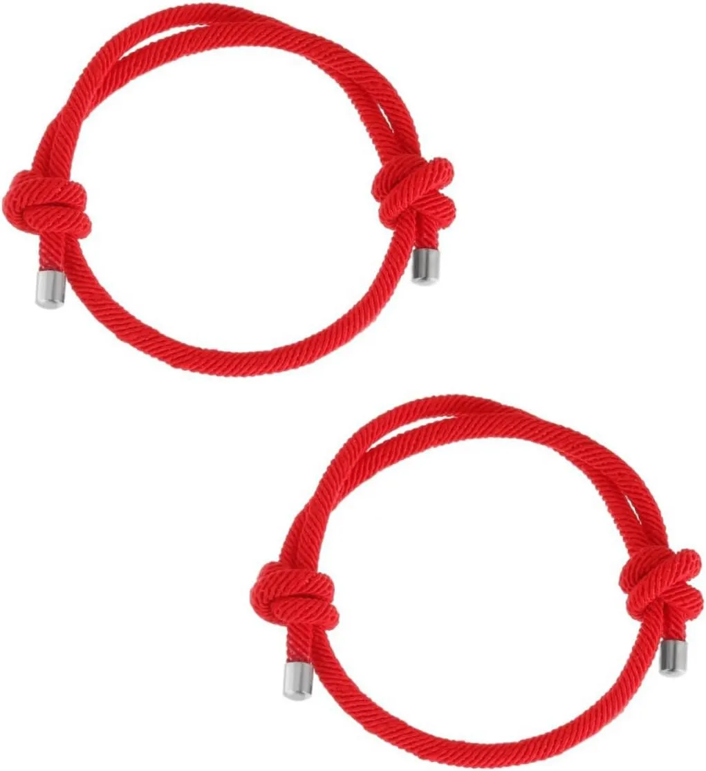 2pcs Red Cord Rope Bracelet Braided Couple Amulet Jewelry for Spring Festival Birthday Valentine Day present