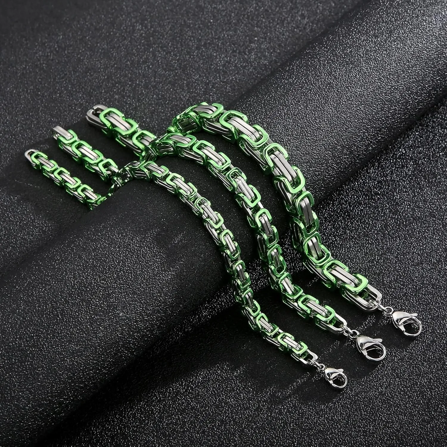 4/5/6/8mm Width Dubai Chain Bracelet Men and Women Multi-Specification Emperor Byzantium Chain Stainless Steel Bracelet 3Z60K (Purple 8mm-22cm)