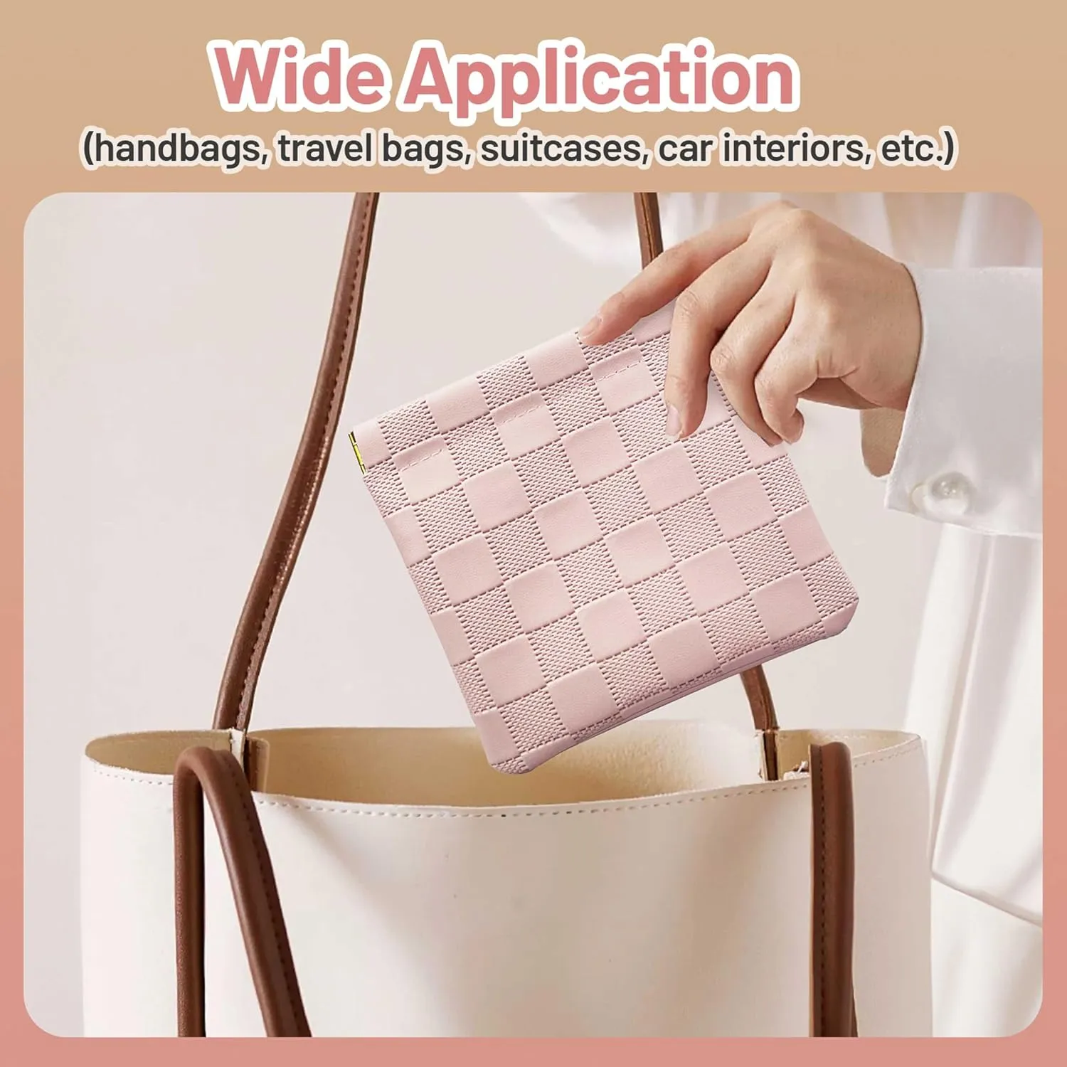 4.72x4.53 Small Pouches for Purse, New 4PCS Cute Checkered Snap Closure Storages, Mini Organizers for Inside Large Bag, Organize Makeup, Cosmetic, Lipstick, Coins in Women's Handbag