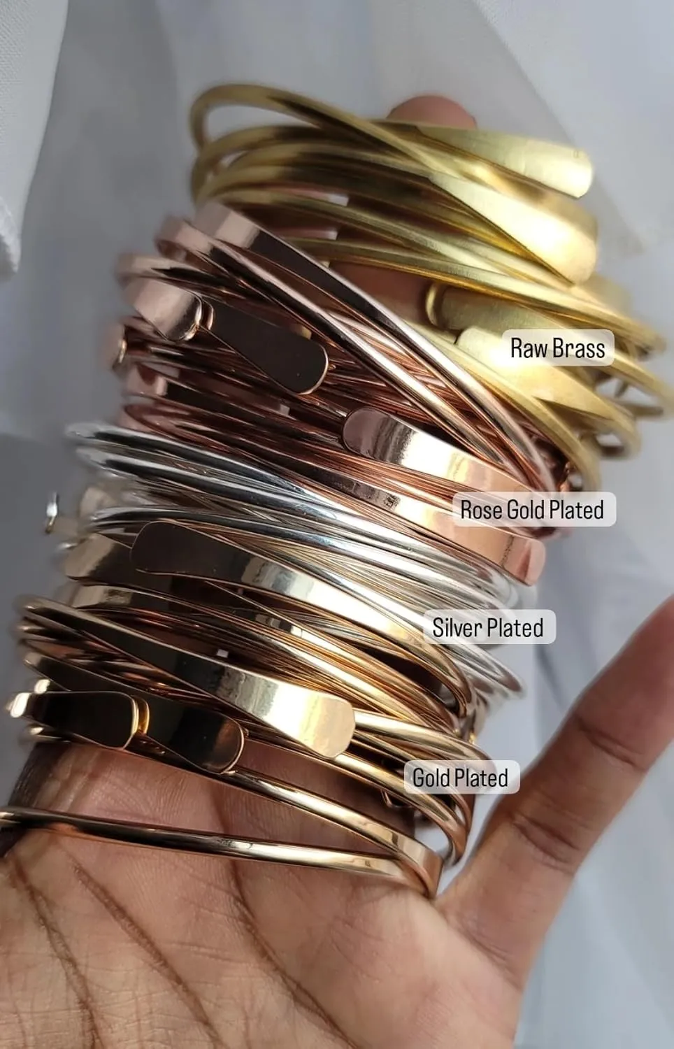 5 Raw Brass Cuff Bracelets Set, African Brass Bangles For Women, Hammered Ends Stacking Bracelets, Boho Tribal Cultural Jewelry (Set Of 5)
