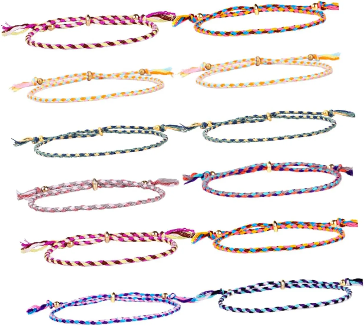 Adjustable Fashion Hand Chain 12 Pcs Style Cotton Rope Bracelet Skin-friendly Perfect Present for Friends Family