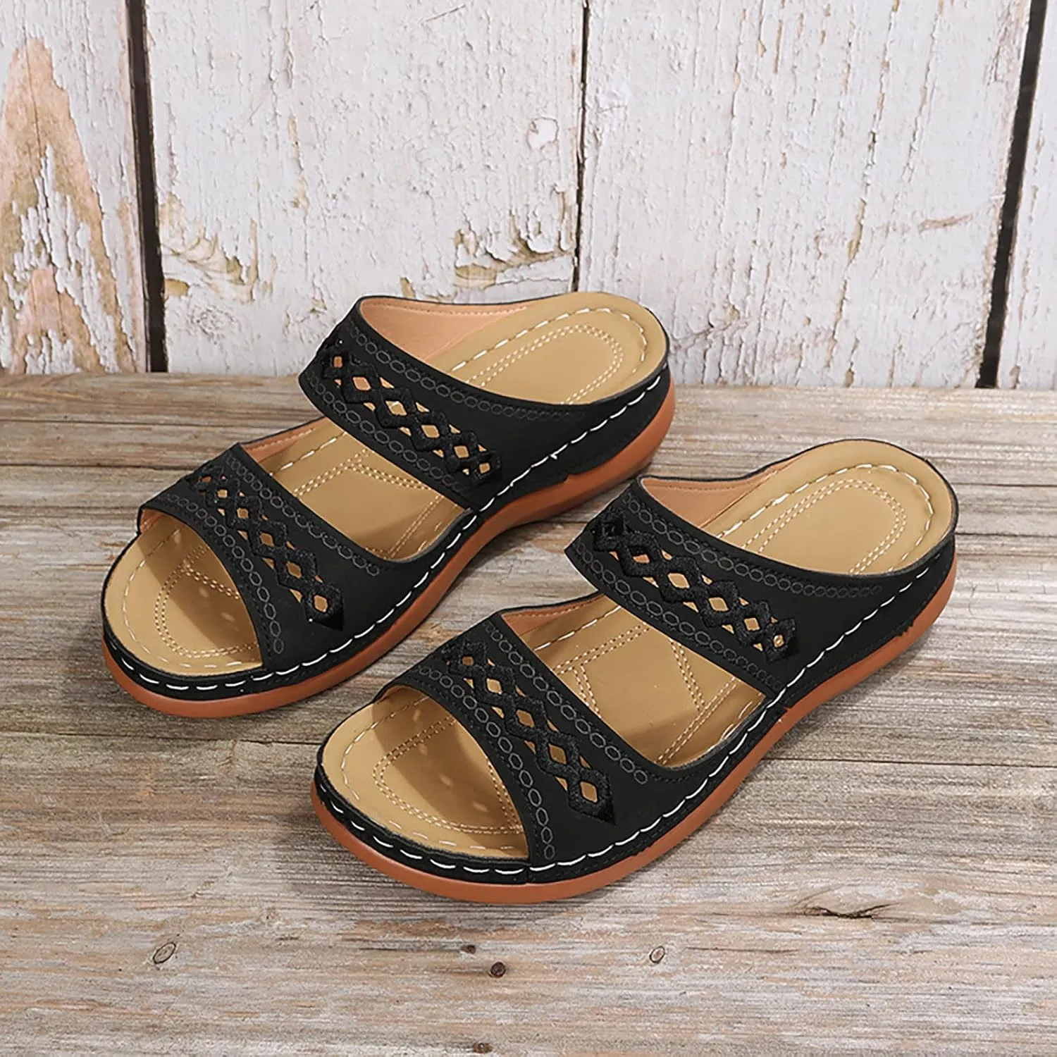 AMDBEL Orthopedic Sandals for Women,Women Walking Slippers with Arch Support Anti-Slip Sandals Slip On Flip Flop Casual Shoes