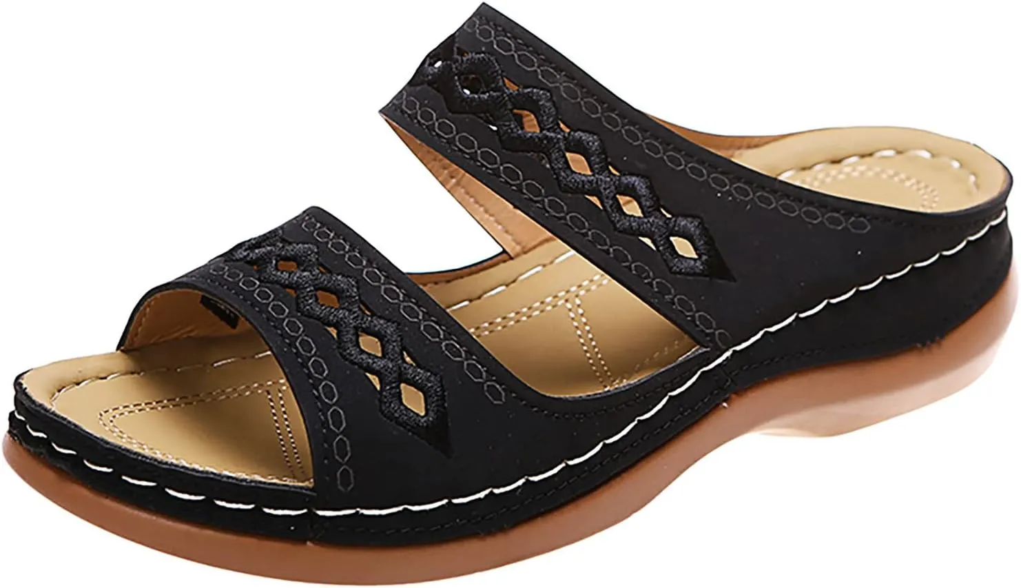 AMDBEL Orthopedic Sandals for Women,Women Walking Slippers with Arch Support Anti-Slip Sandals Slip On Flip Flop Casual Shoes