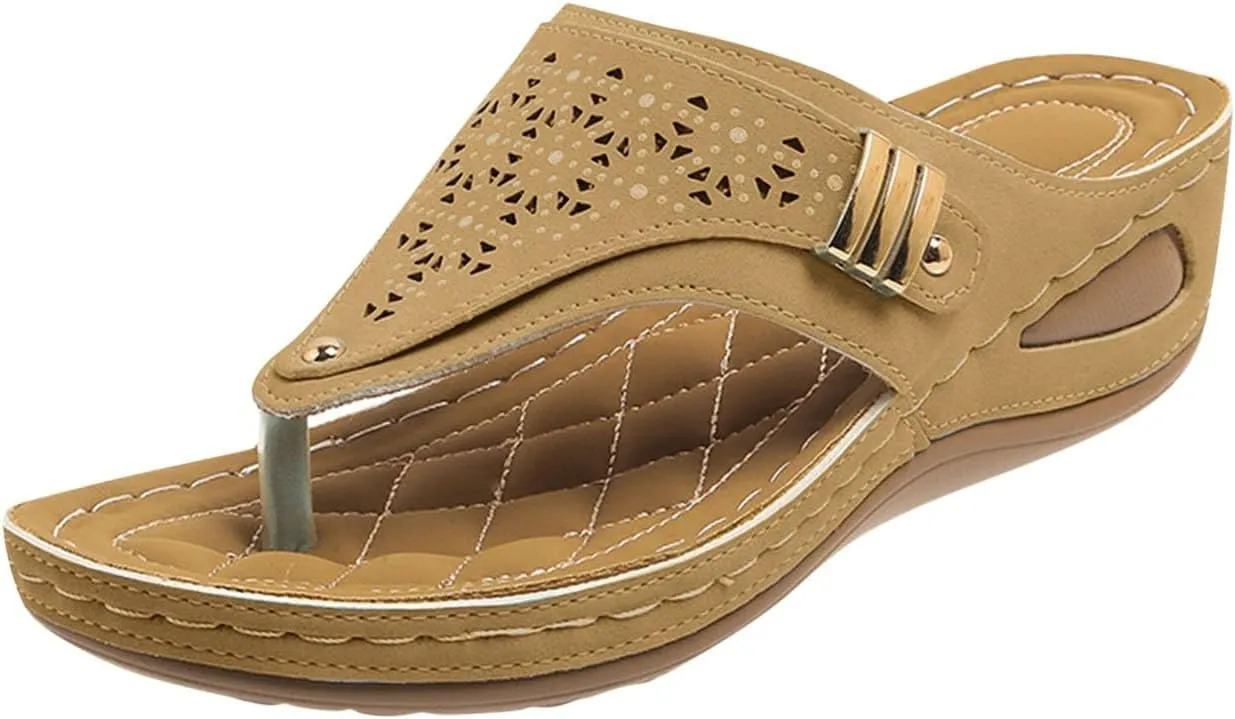 Arch Support Sandals Womens Casual Dressy Slip On Flip Flops Comfortable Wedge Shoes for Women Walking Thong Sandal