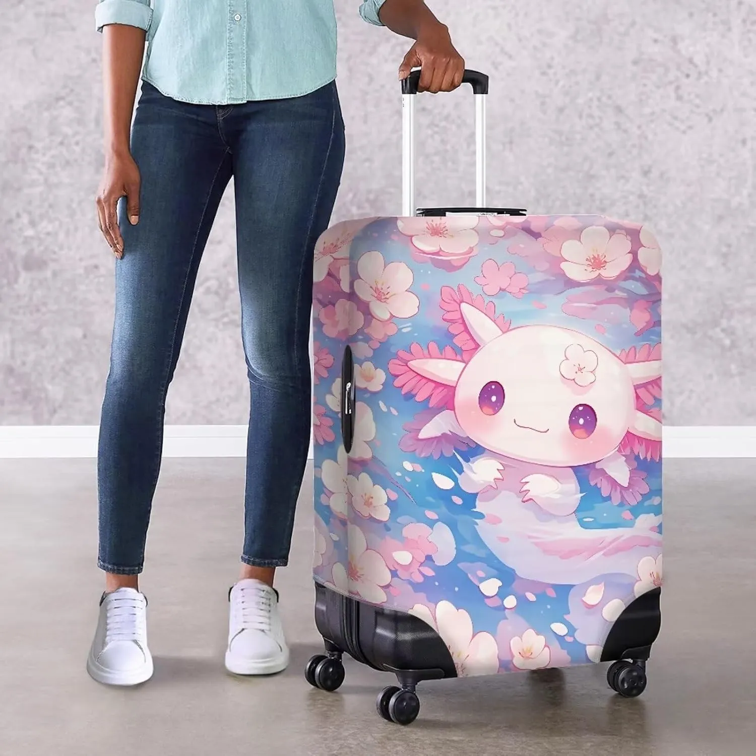 Axolotl Suitcase Covers For Luggage Travel Luggage Cover Luggage Accessories for Suitcases Luggage Sleeve Travel Essentials Luggage Wraps for Suitcase Luggage Sleeve