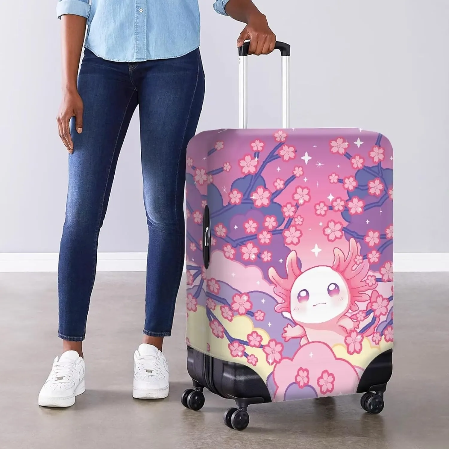 Axolotl Travel Luggage Cover Suitcase Protector Fits 18-32 Inch Case Luggage Cover for Suitcase Easy Identification Suitcases Sleeves Luggages Wraps for Suitcases Luggages Sleeve