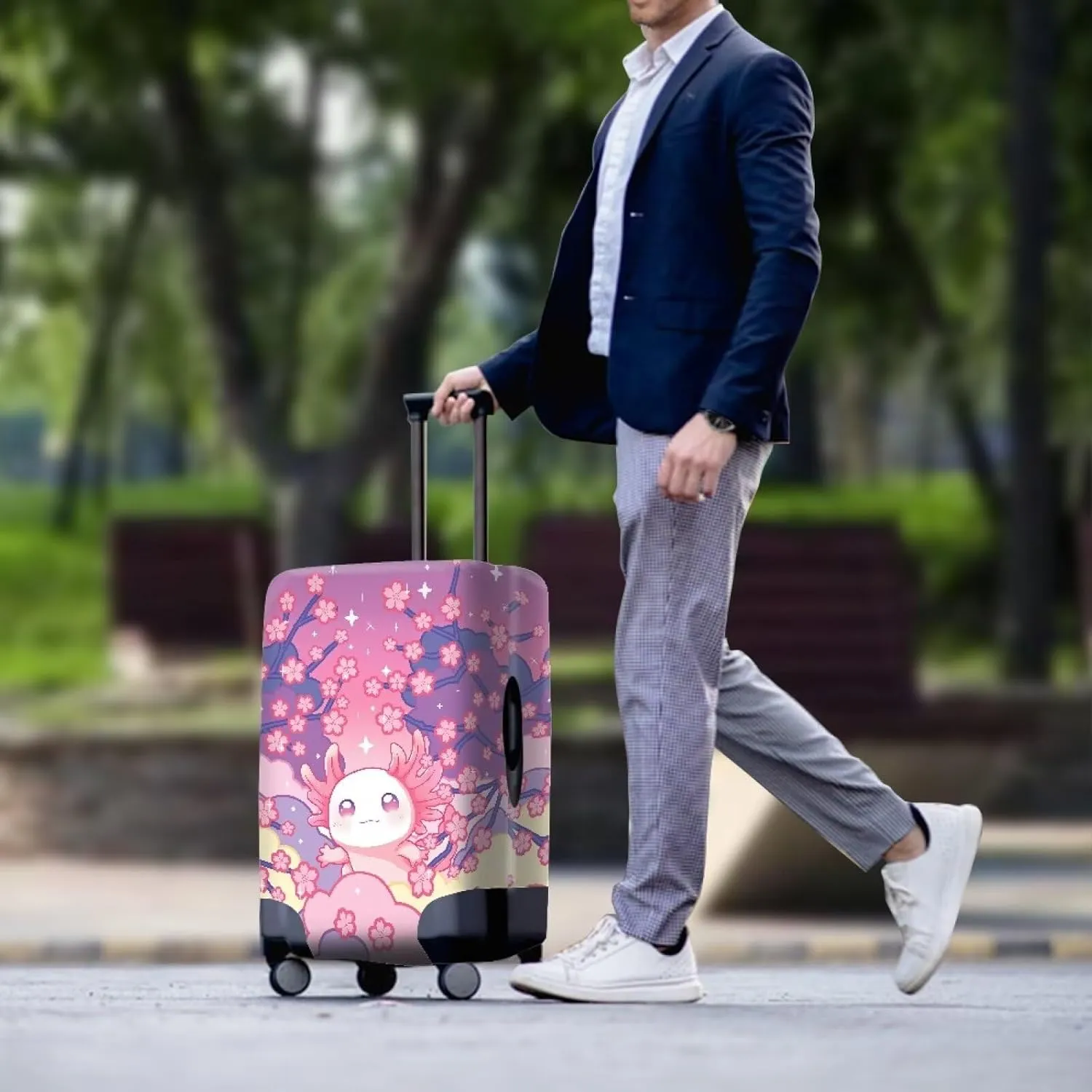 Axolotl Travel Luggage Cover Suitcase Protector Fits 18-32 Inch Case Luggage Cover for Suitcase Easy Identification Suitcases Sleeves Luggages Wraps for Suitcases Luggages Sleeve