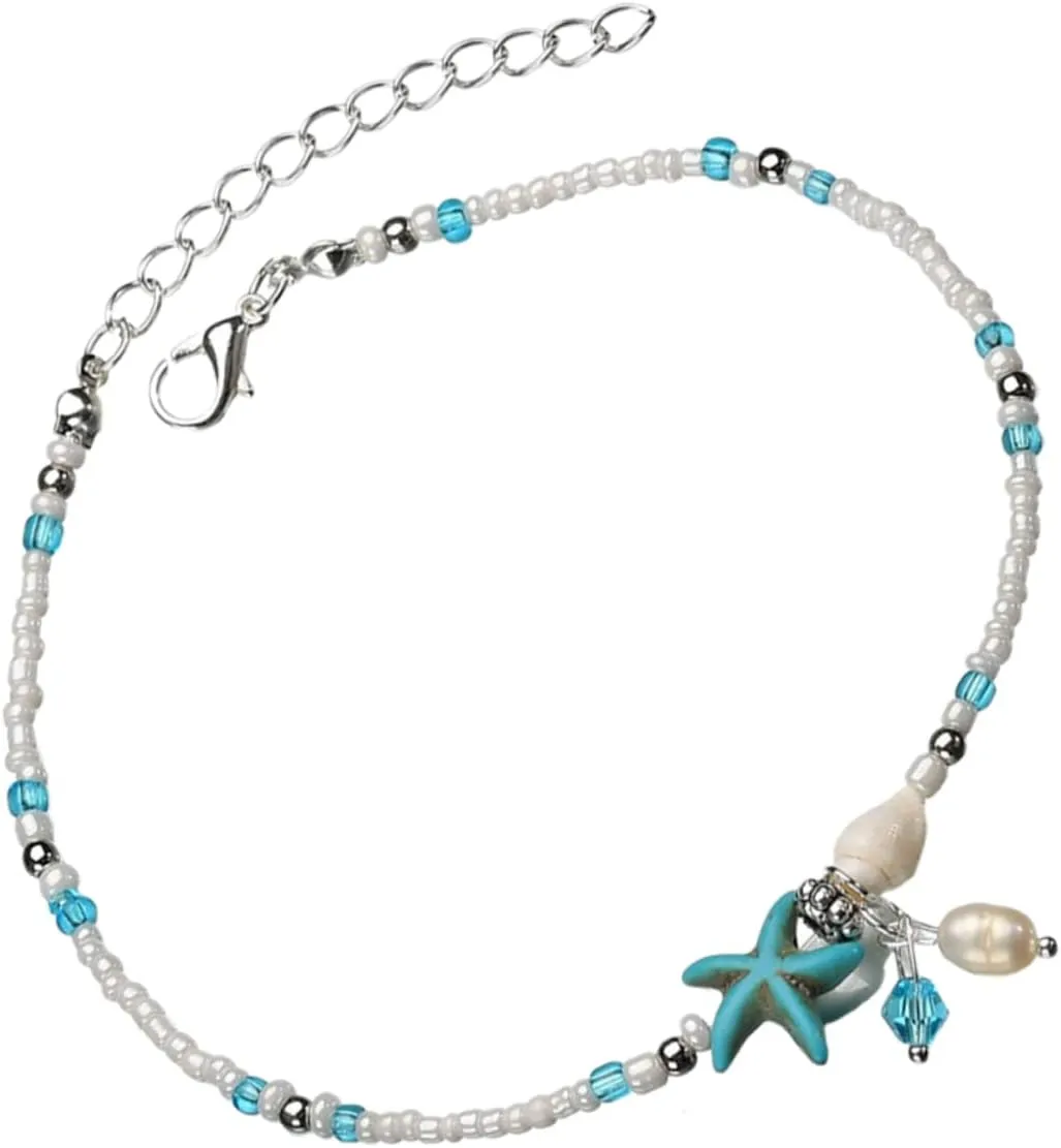 Beach Shell Bead Anklet for Women Foot Chain with Sea Star Design for Summer Beach Jewelry Stylish and Easy to Wear Ankle Bracelet