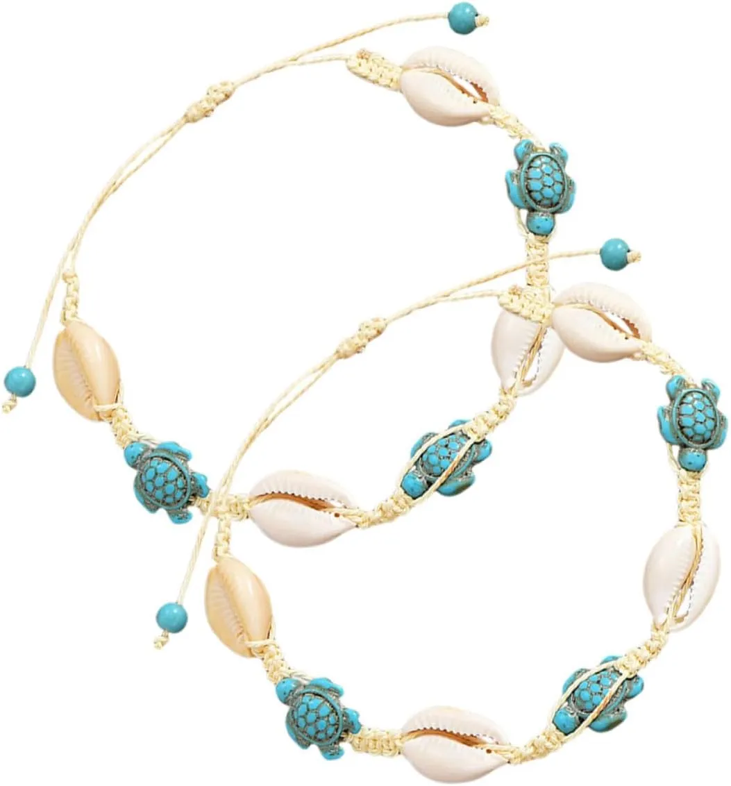 BESTYASH Turtle Beads Anklet Charms Bracelet for Summer Boho Sea Bracelet Ocean Anklet Foot Jewelry
