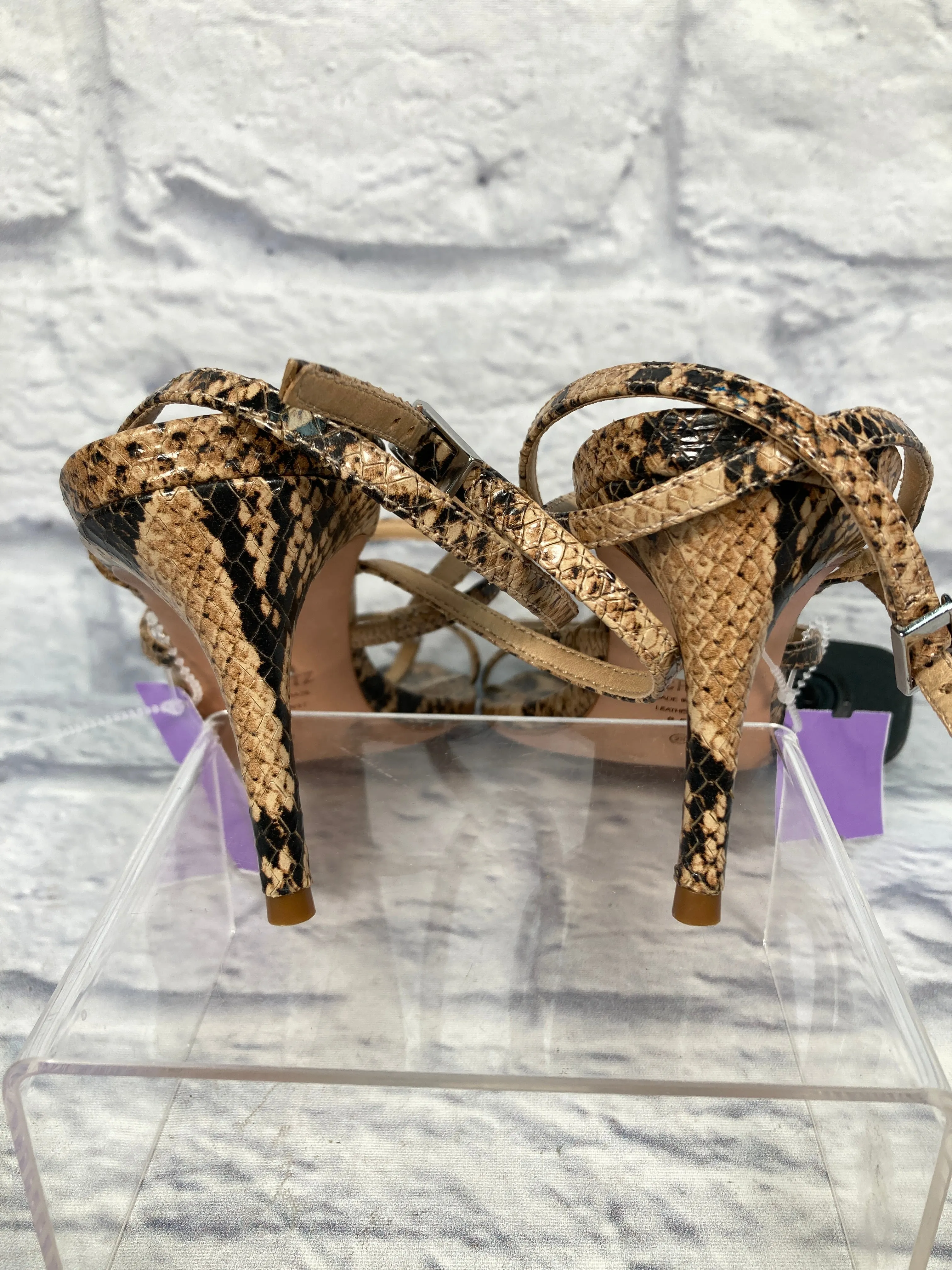 Black & Tan Sandals Heels Kitten Clothes Mentor, Size 8.5