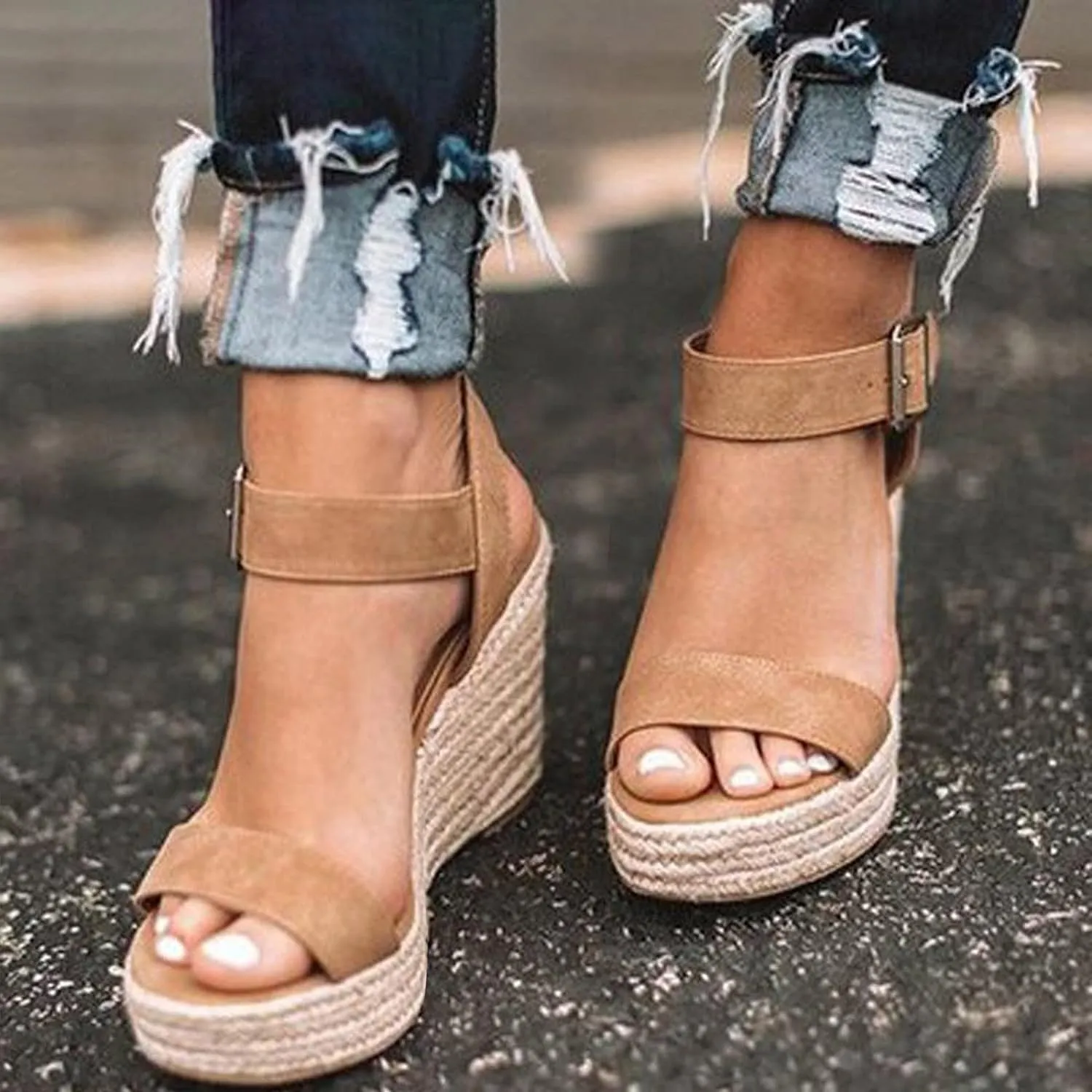 Black Sandals Women Wedge, Womens High Retro Sandals Open Toe Lace Up Platform Heels Shoes Wedges Sandals