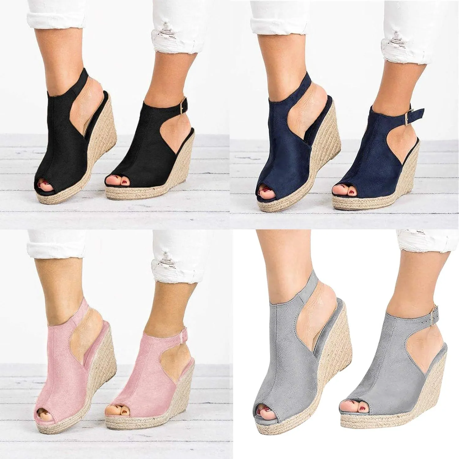 Black Sandals Women Wedge, Womens High Retro Sandals Open Toe Lace Up Platform Heels Shoes Wedges Sandals