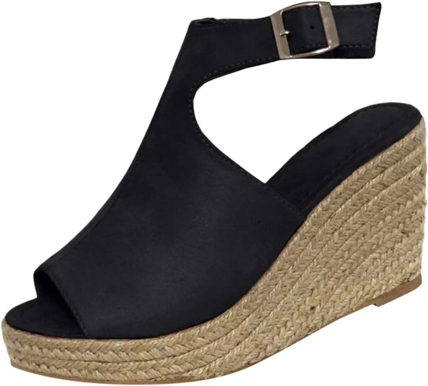 Black Sandals Women Wedge, Womens High Retro Sandals Open Toe Lace Up Platform Heels Shoes Wedges Sandals