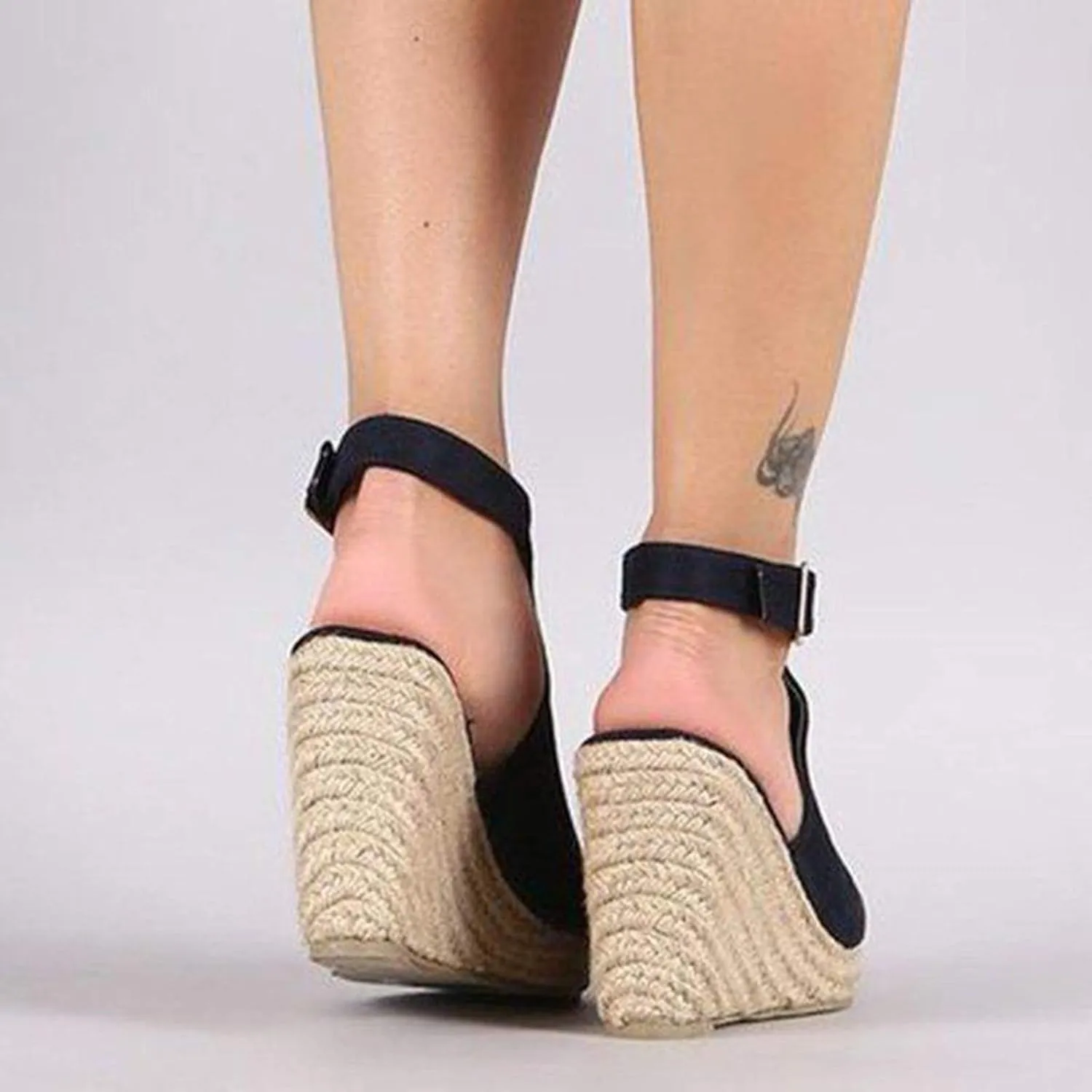 Black Sandals Women Wedge, Womens High Retro Sandals Open Toe Lace Up Platform Heels Shoes Wedges Sandals