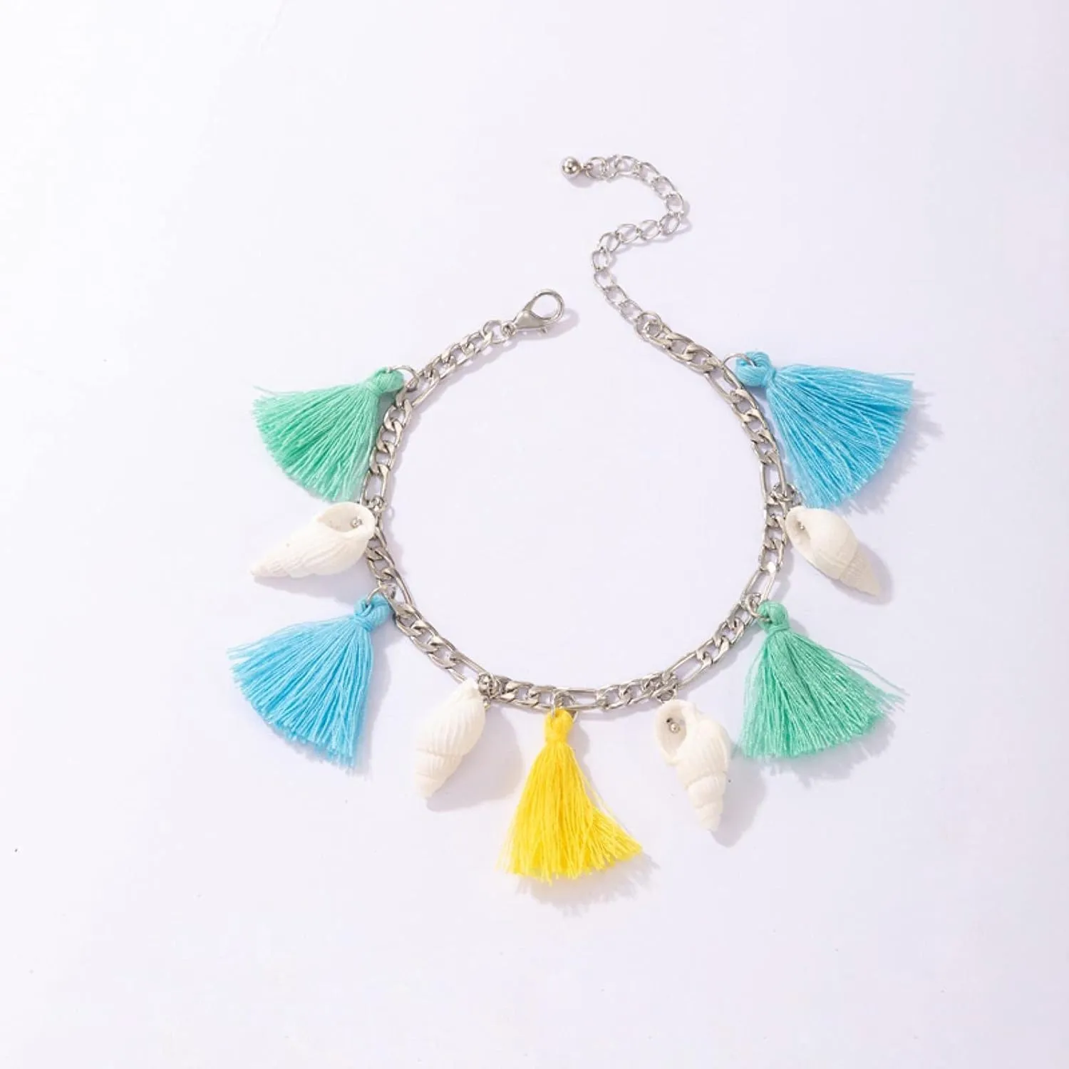 Bohemian Shell Tassel Anklets for Women Colorful Handmade Rope Foot Chains Summer Beach Party Jewelry Gift
