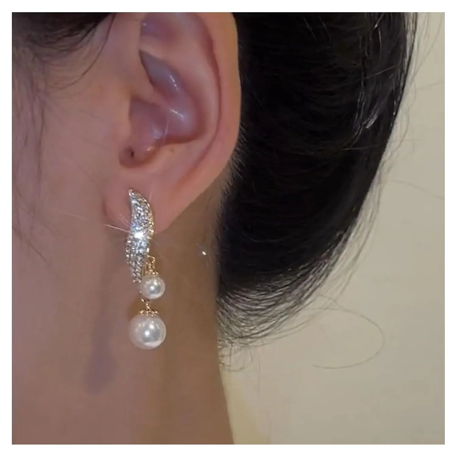 Boho Crystal pearl Drop Earrings Cz leaf Dangle Earrings Rhinestone Spiral Leaf Earrings vintage pearl Stud Earrings Bridal pearl Earrings Jewelry for Women and Girls