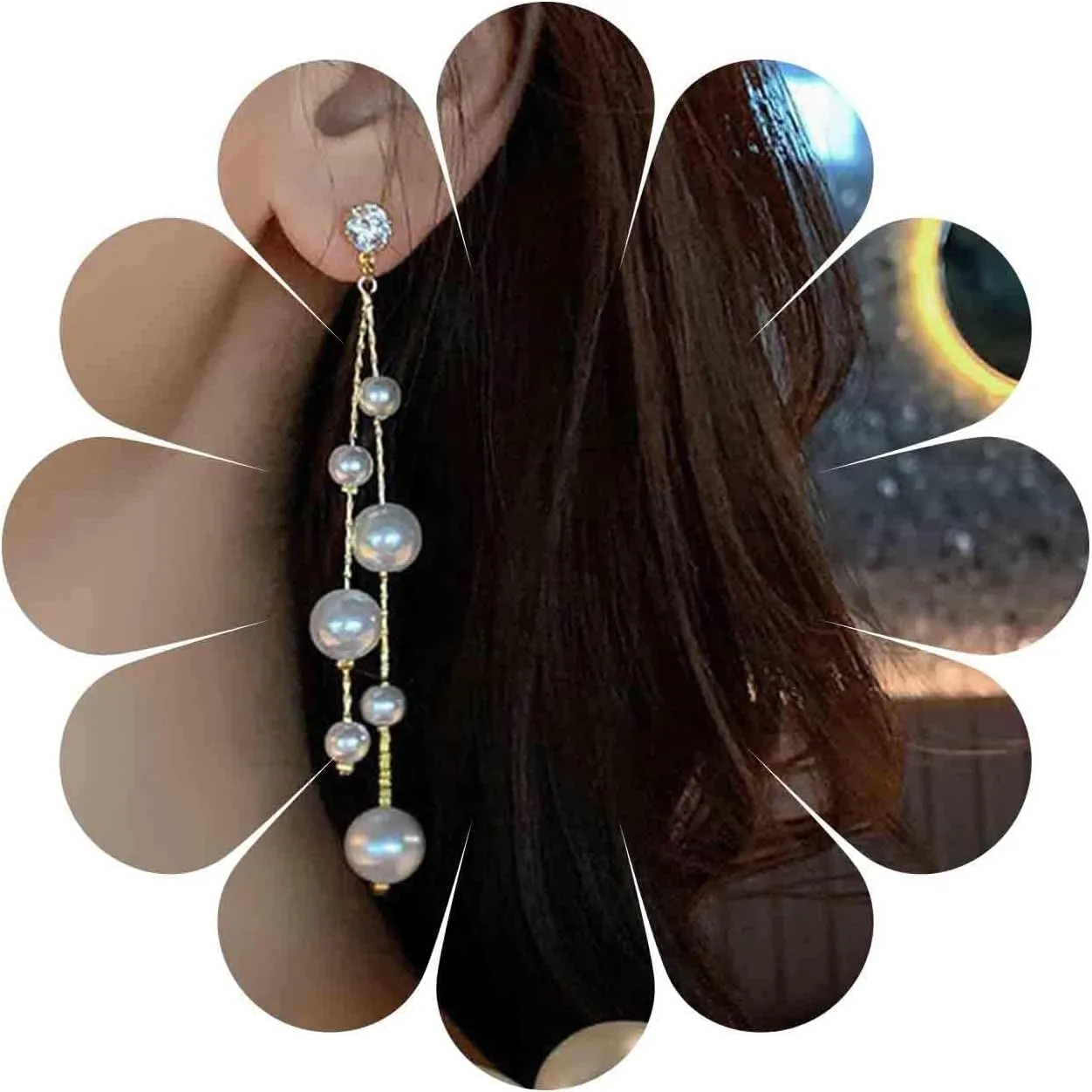 Boho Pearl Drop Dangle Earring Gold Long Tassel Pearl Earrings Vintage Pearl Chain Earrings Festival Statement Earrings Jewelry for Women