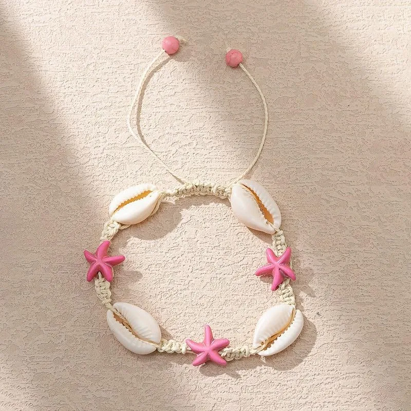 Boho Sea Turtle Starfish Shell Beach Ankle Bracelet Adjustable Summer Ocean Pearl Heart Sunflower Rice Bead Bracelet Jewelry for Women