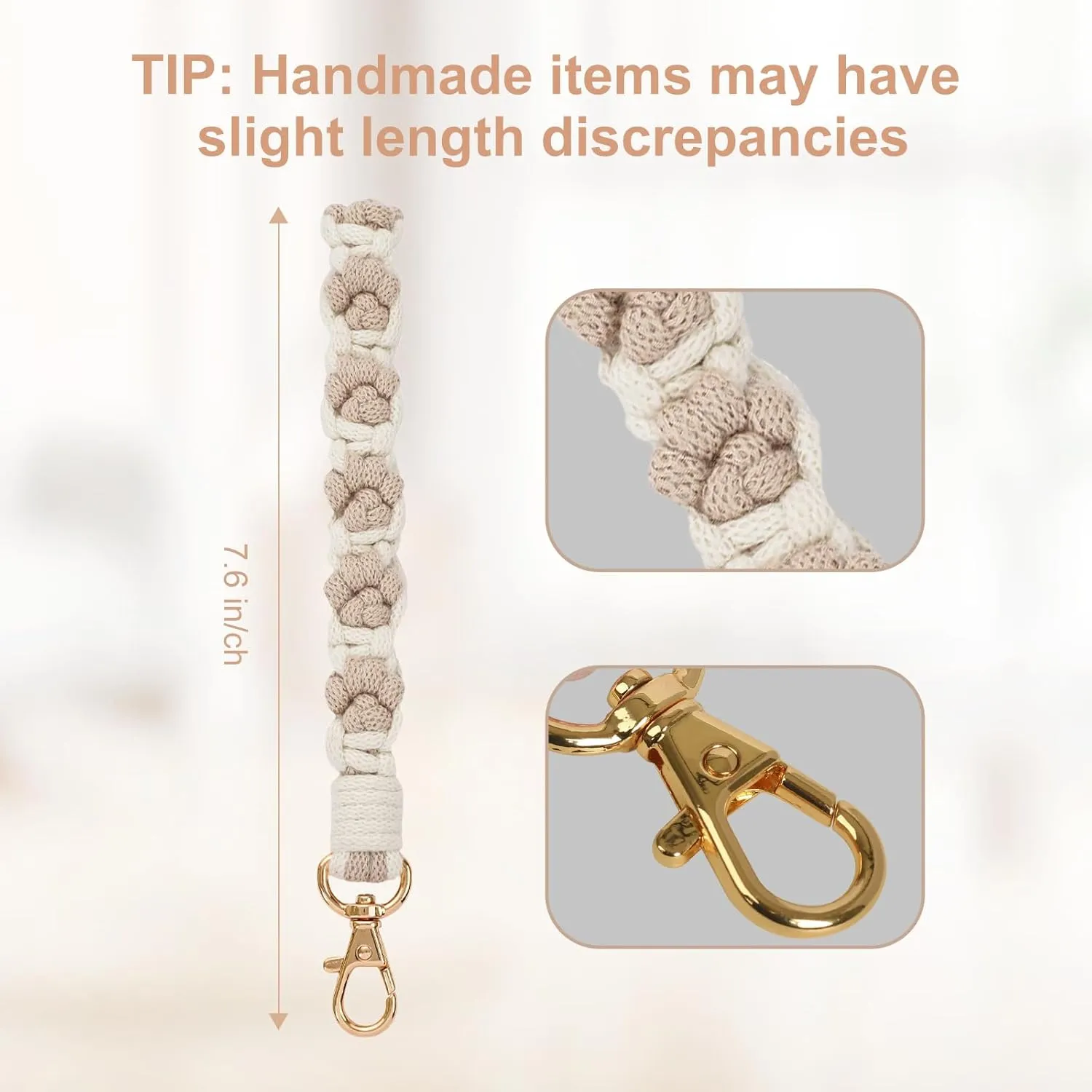 Braided Wristlet Keychain for Keys/Wrist Lanyard with Clip Hook for ID Badges/Cute Woven Bracelet for Women/Girls
