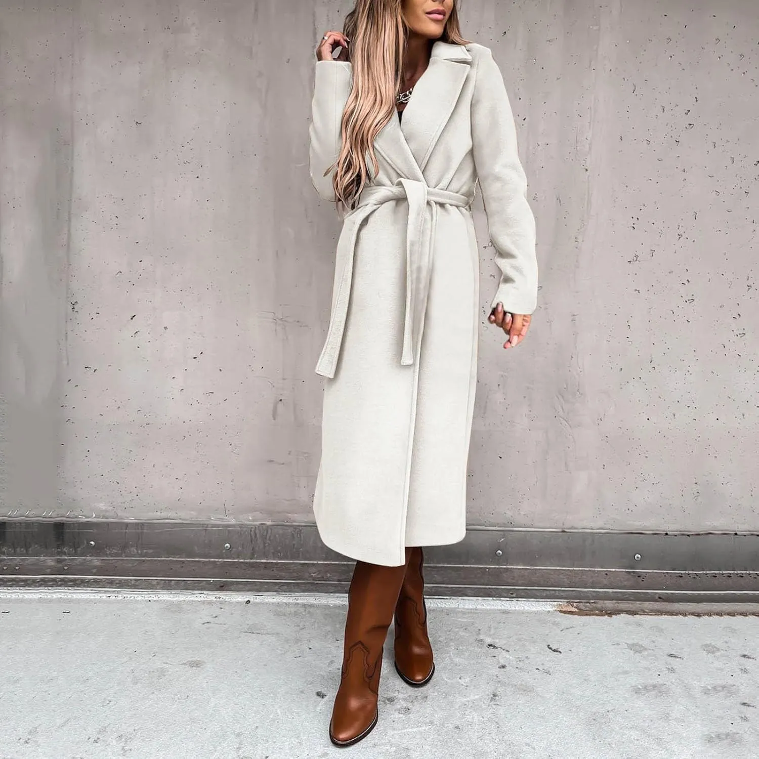 Casual Blazers for Women Long Sleeve Lapel Cardigan Open Front Plain Long Jacket Overcoat Office Work Elegant Fall Wrap Coat