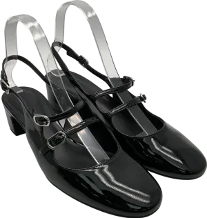 Charles & Keith Black Patent Double Buckle Sling Back Kitten Heels UK 5 EU 38 