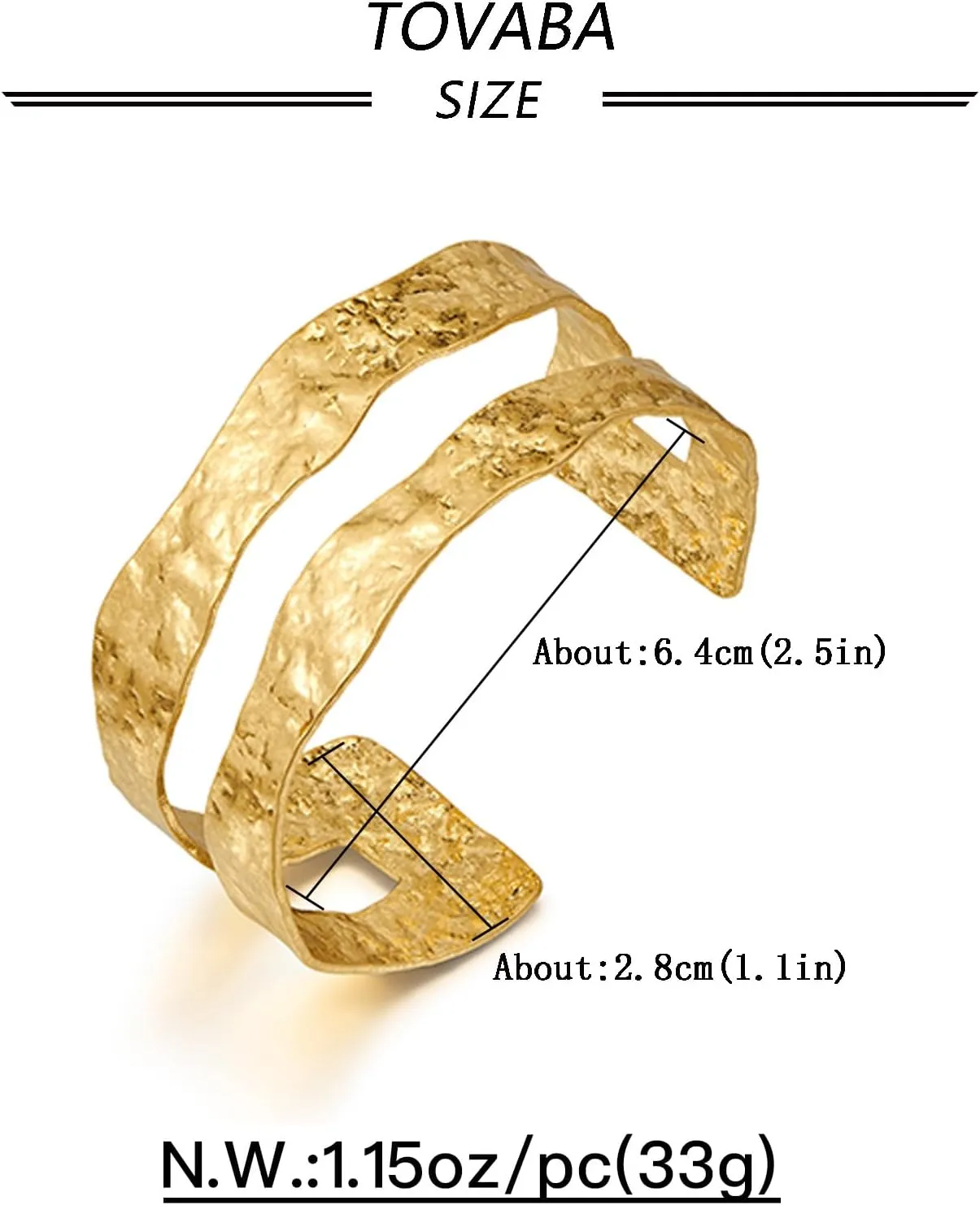 Chunky 14k Gold Cuff Bracelets for Women - Non Tarnish Teardrop Bangle Multi-layer Cross Wire Open Bracelets