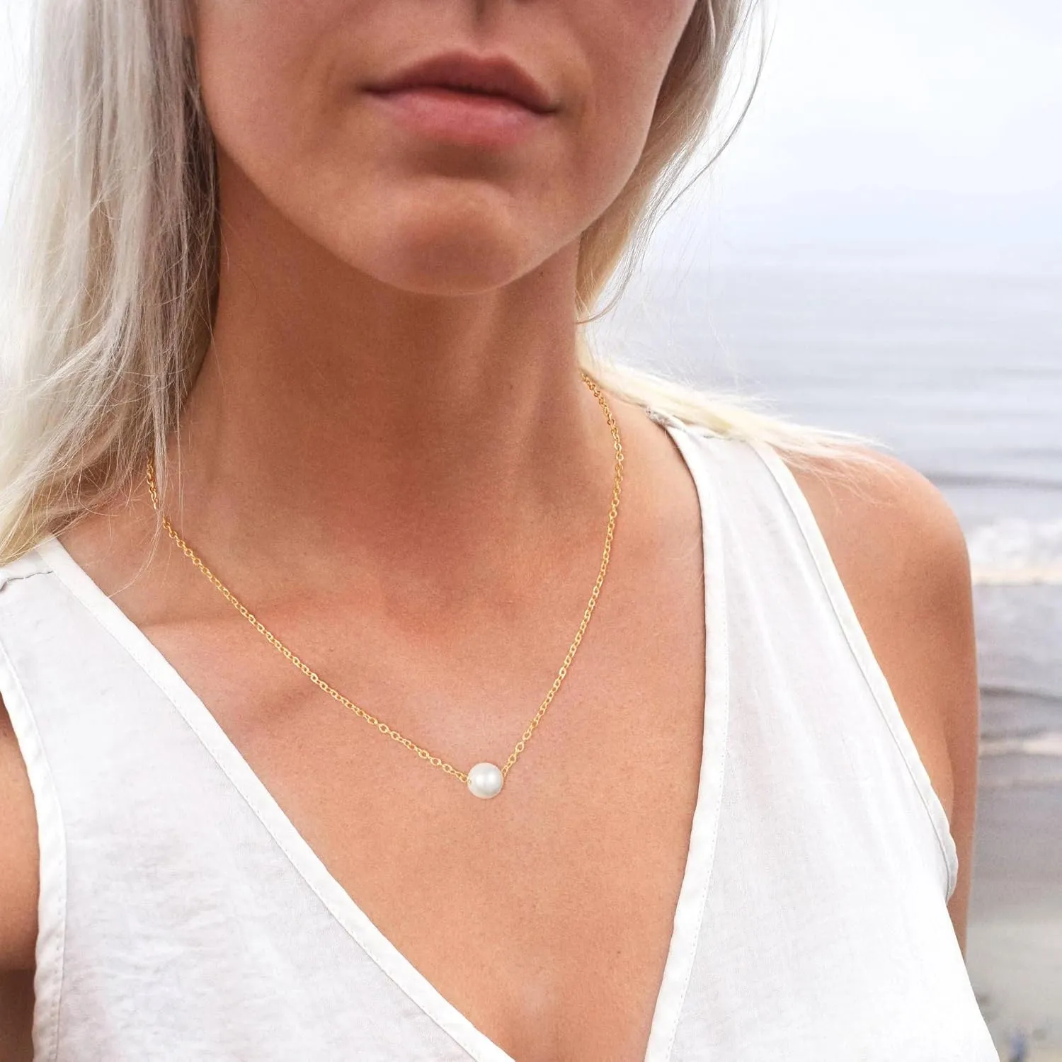 Classic Pearl Necklace Adjustable Gold Pearl Necklace for Women Dainty Collar De Perlas Para Mujer Jewelry Gifts for Her