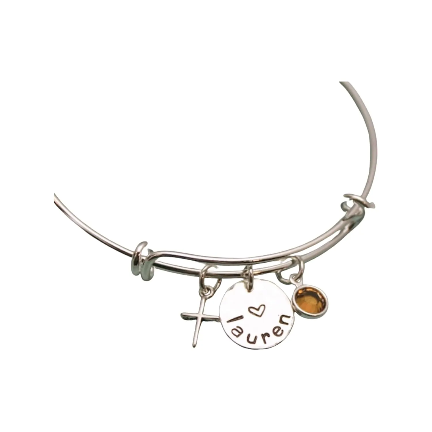 Confirmation Bangle or Communion Bracelet with Date Cross Adjustable Bangle Personalized Hand Stamped Sterling Silver