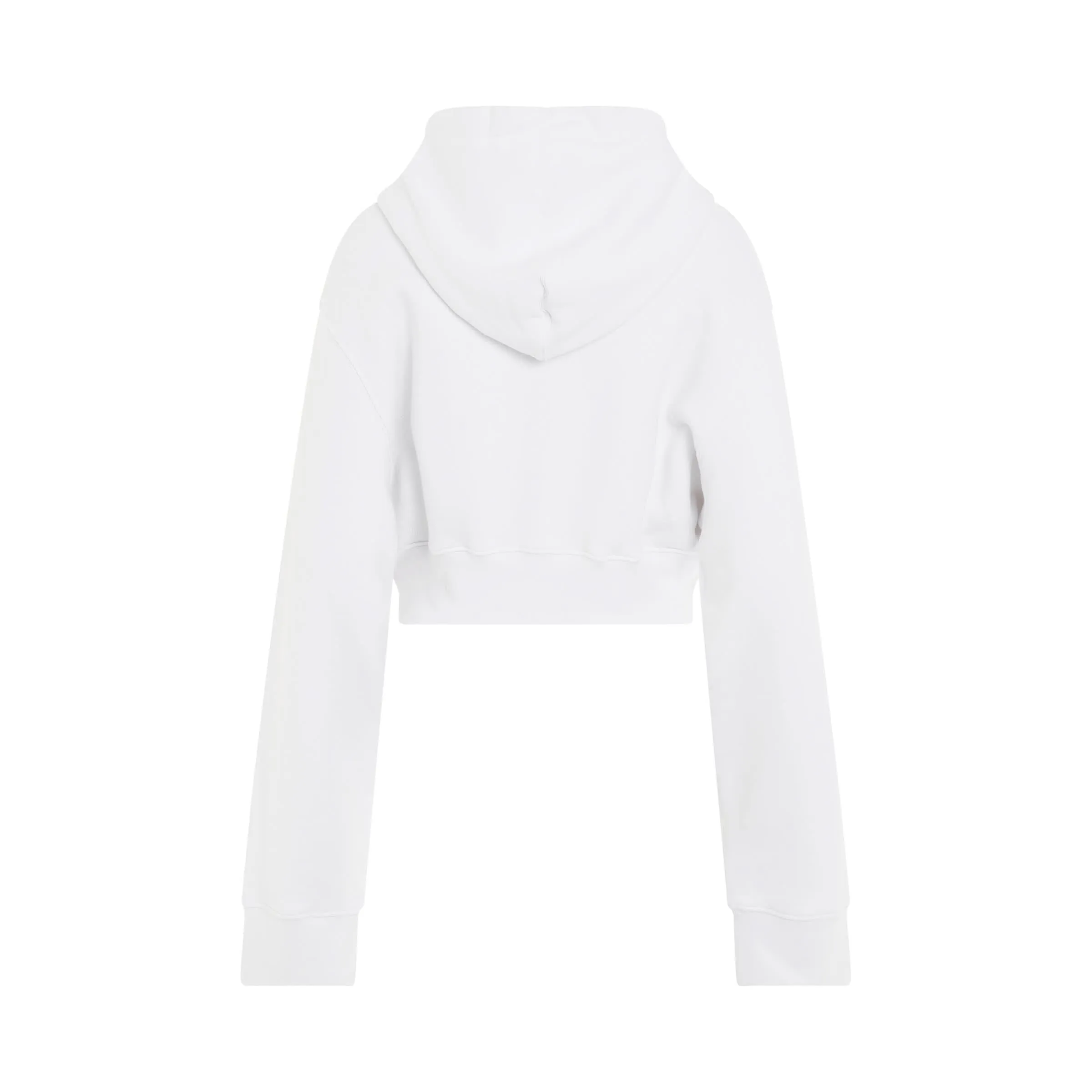 Crack Off Heart Crop Hoodie in White/Red