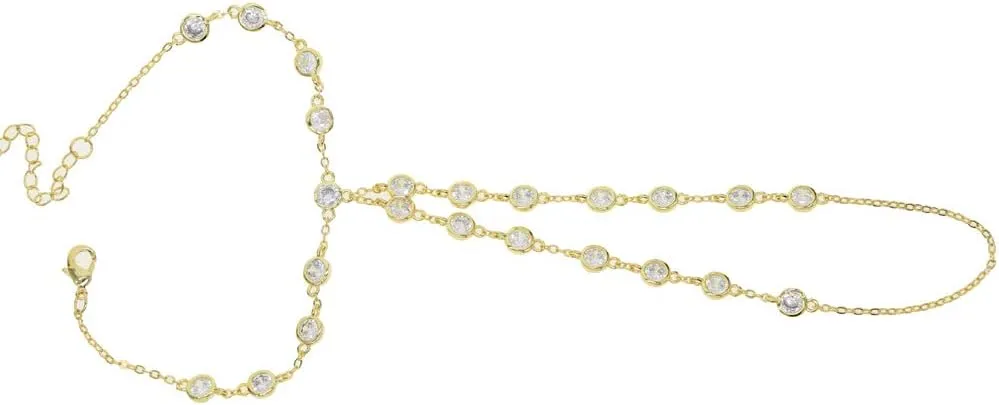 Crystal Slave Chain Fashion Finger Bracelet For Women Finger Hand Adjustable Chain Jewelry Statemen (Gold-color- )