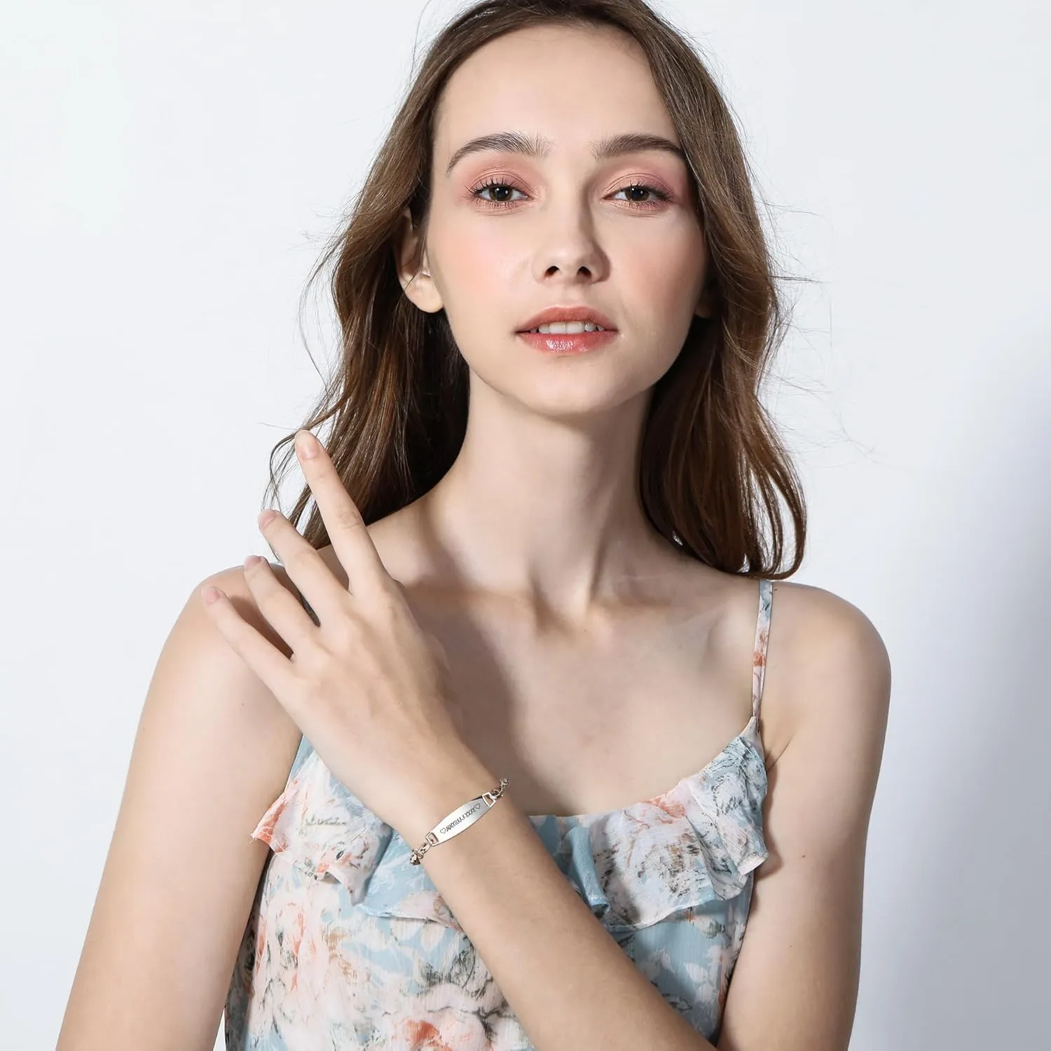 Custom ID Bracelets for Men/Women Stainless Steel Link Bracelet with Engraving Name/Date/Text Personalized Engraved Silver/Gold/Rosegold/Black Name Plate Bracelets with 6.5-8.7 Inches Chain