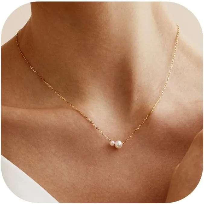 Dainty Gold Pearl Necklace, Pearl Drop Necklace, Pearl Pendant Necklaces for Women, Single Pearl Necklaces for Women, Simple Pearl Necklace, Pearl Chain Necklace