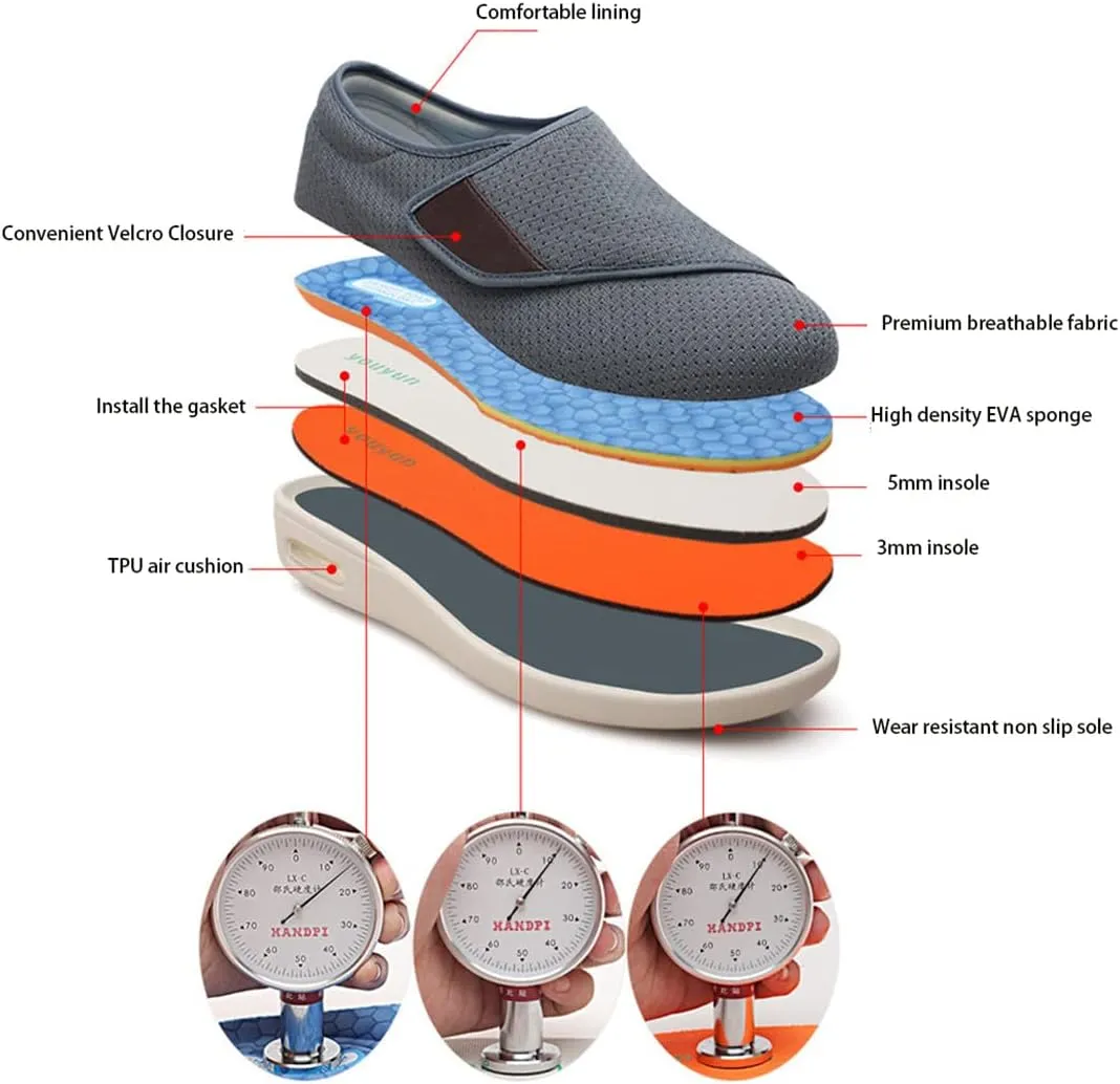 Diabetic Slippers for Women Men Memory Foam Arthritis Edema Walking Shoes Adjustable Swollen Feet Indoor Outdoor Shoes