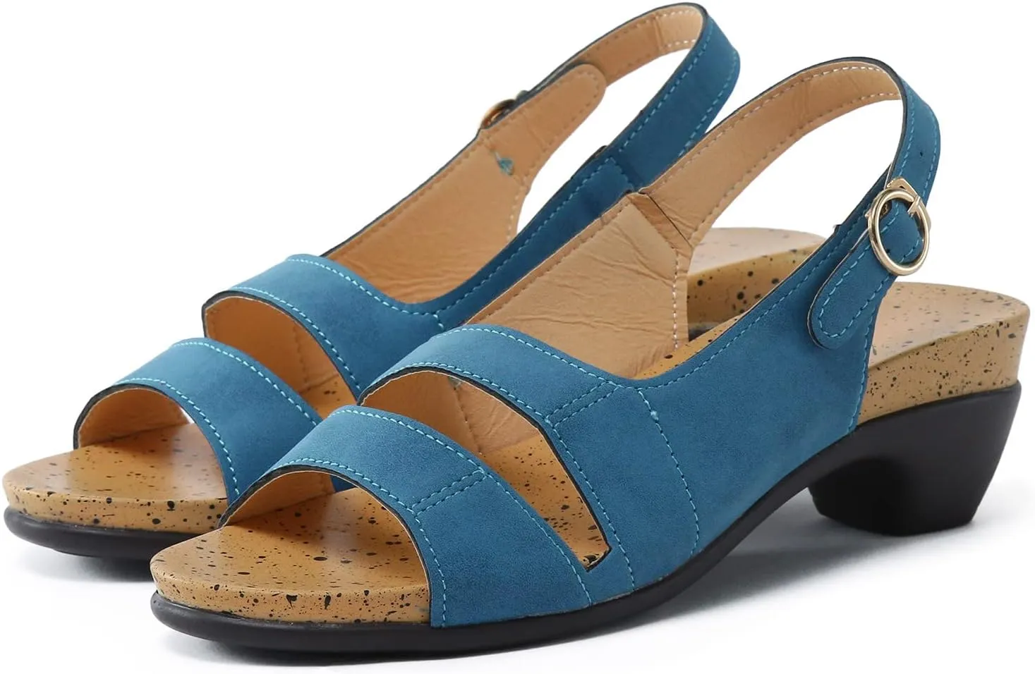 Eduavar Orthopedic Sandals for Women, Sandals Women Dressy Summer Sandals Elegant Low Heel Sandals with Ankle Strap