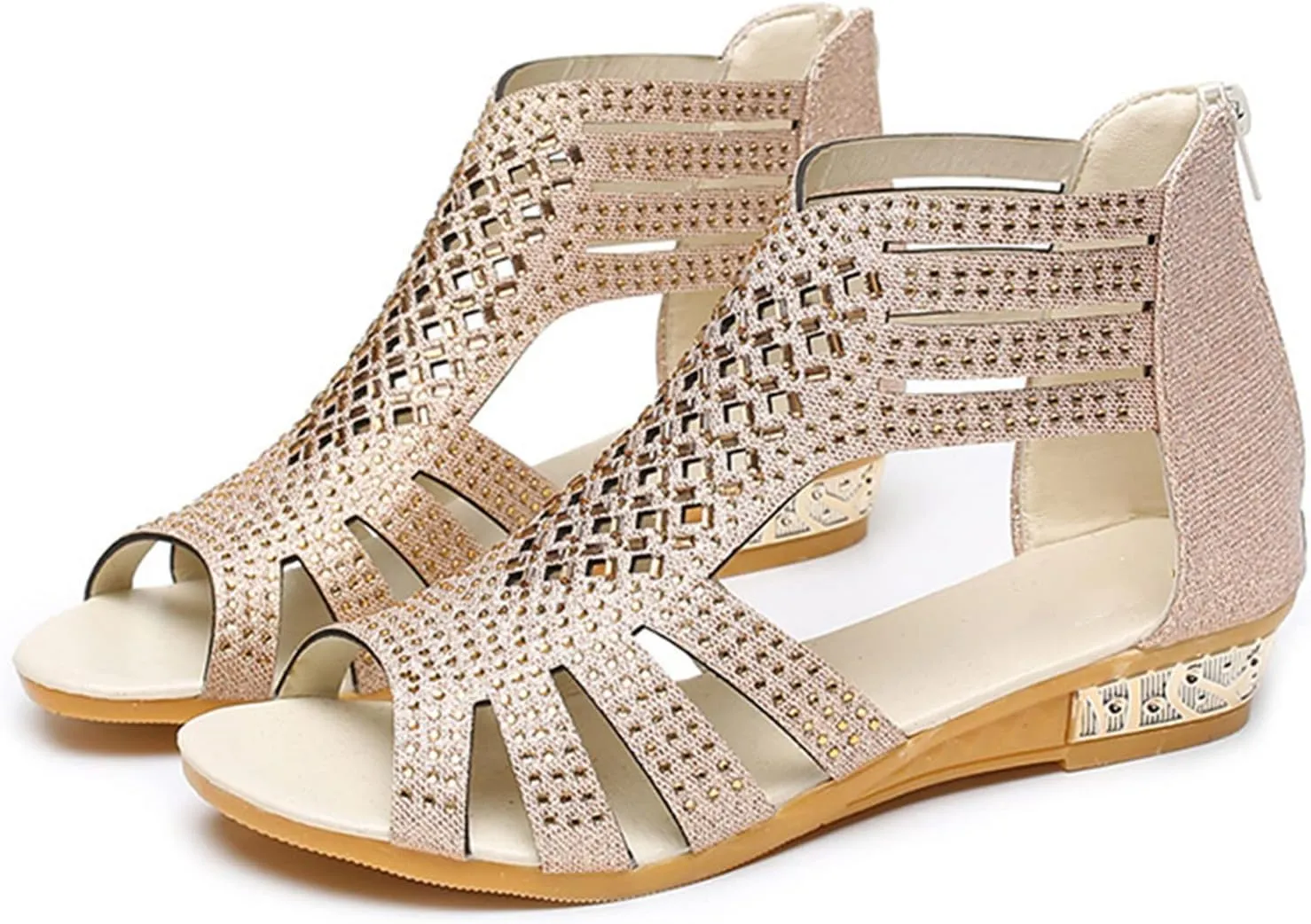 Eduavar Sandals for Women Casual Summer, Women Sandals Closed Toe Wedge Sandals Summer Casual Ankle Strap Buckle Sandals