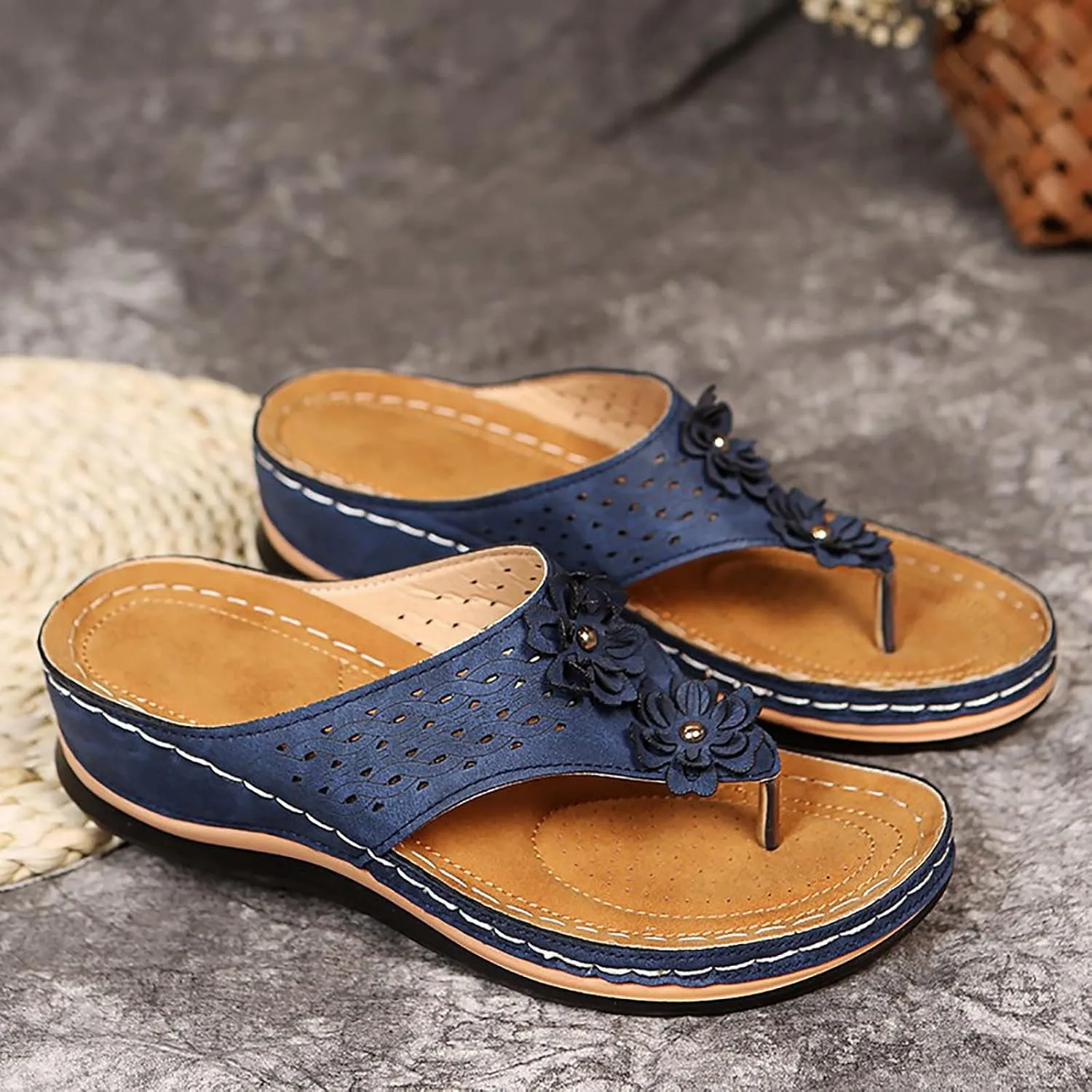 Eduavar Sandals for Women Dressy, Orthopedic Sandals for Women Walking Slippers Anti-Slip Sandal Slip On Flip Flops
