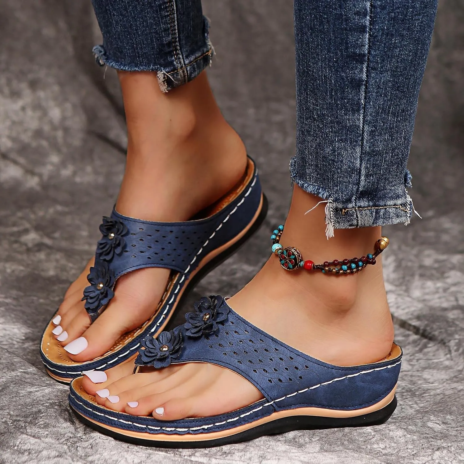 Eduavar Sandals for Women Dressy, Orthopedic Sandals for Women Walking Slippers Anti-Slip Sandal Slip On Flip Flops
