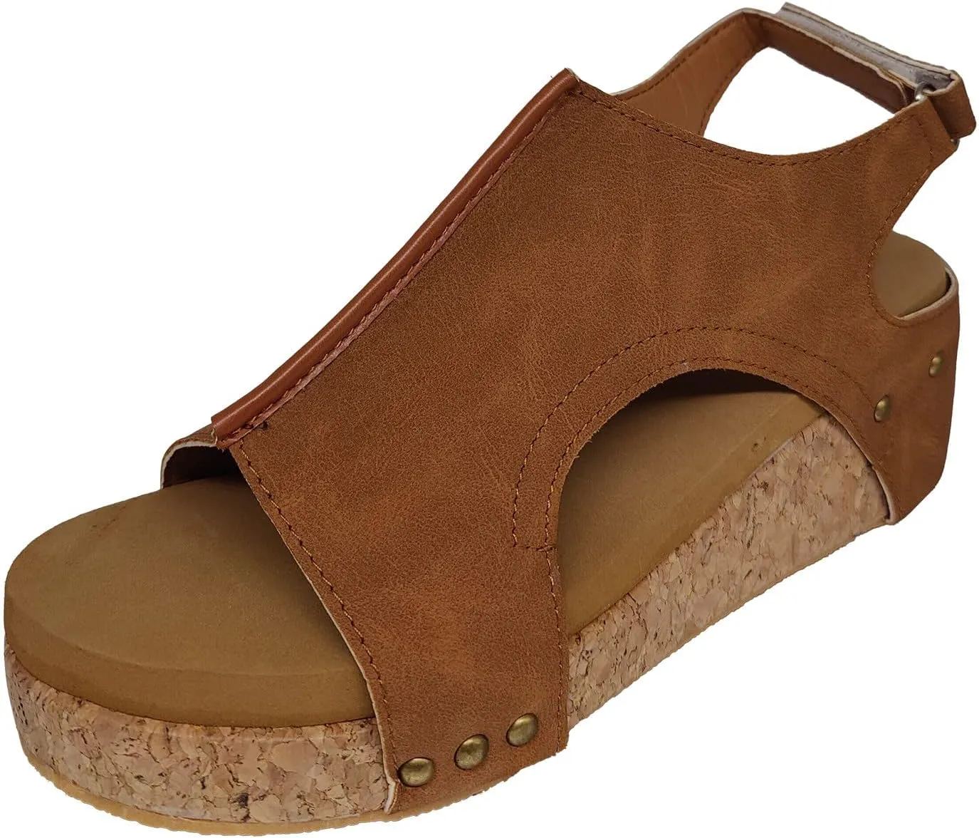 Eduavar Wedge Sandals for Women, Womens Sandals Summer Beach Sandals Floral Shoes Casual Ring Toe Flat Sandals
