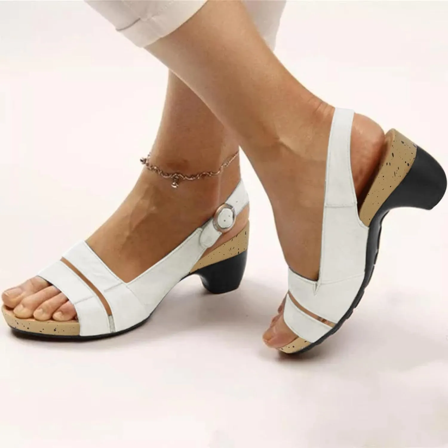 Eduavar Womens Wedge Sandals, Orthopedic Sandals for Women Open Toe Sandals Casual Heel Sandals with Ankle Strap