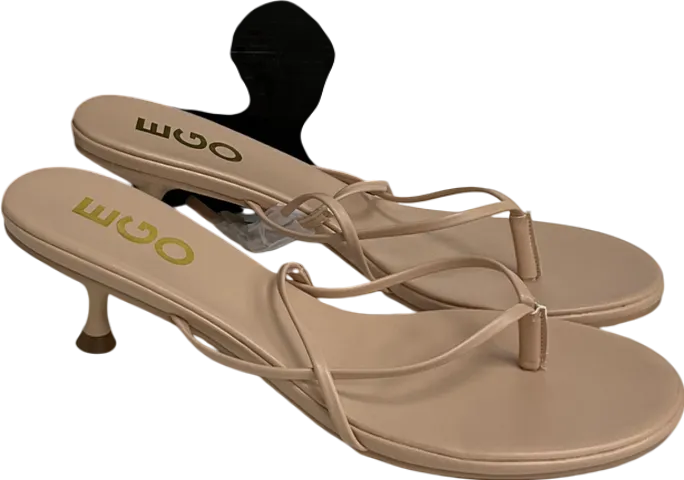 Ego Florence Thong Strap Slingback Kitten Heel In Nude Faux Leather UK 5 EU 38 