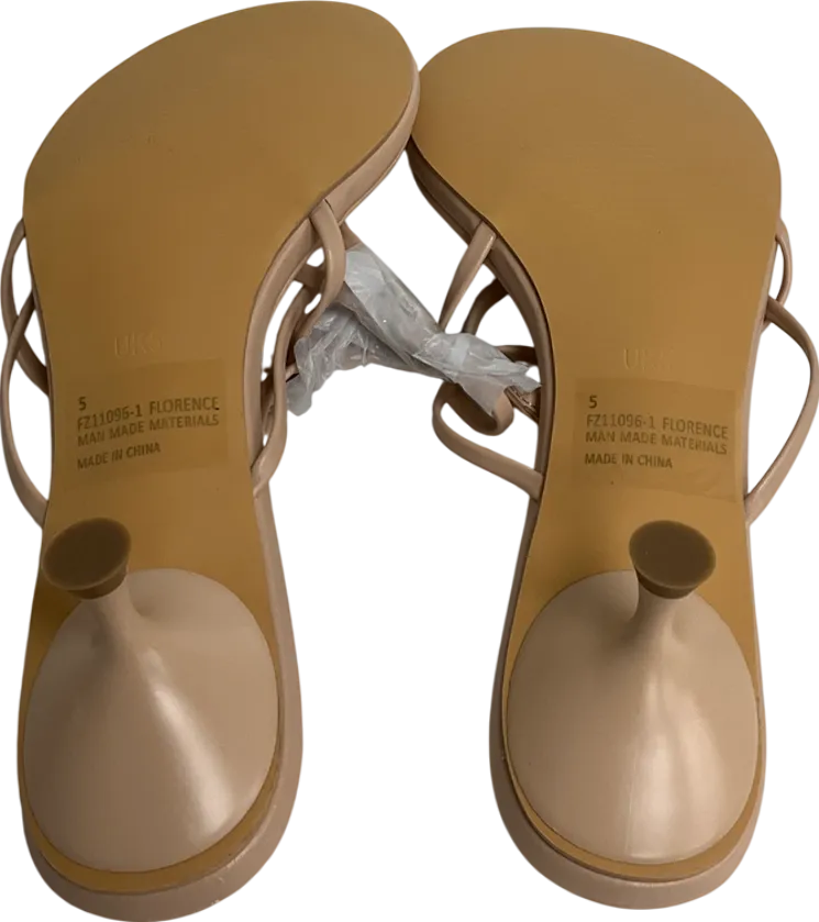 Ego Florence Thong Strap Slingback Kitten Heel In Nude Faux Leather UK 5 EU 38 