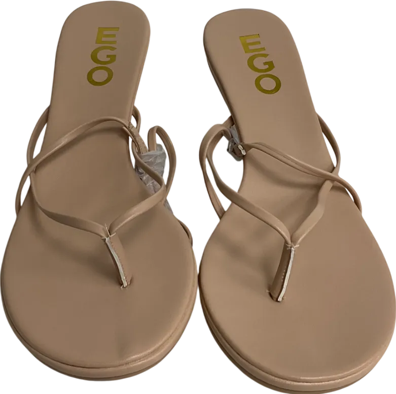 Ego Florence Thong Strap Slingback Kitten Heel In Nude Faux Leather UK 5 EU 38 