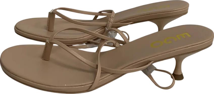 Ego Florence Thong Strap Slingback Kitten Heel In Nude Faux Leather UK 5 EU 38 