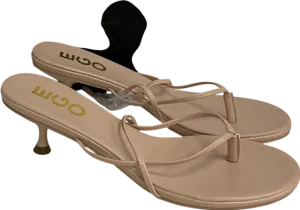 Ego Florence Thong Strap Slingback Kitten Heel In Nude Faux Leather UK 5 EU 38 