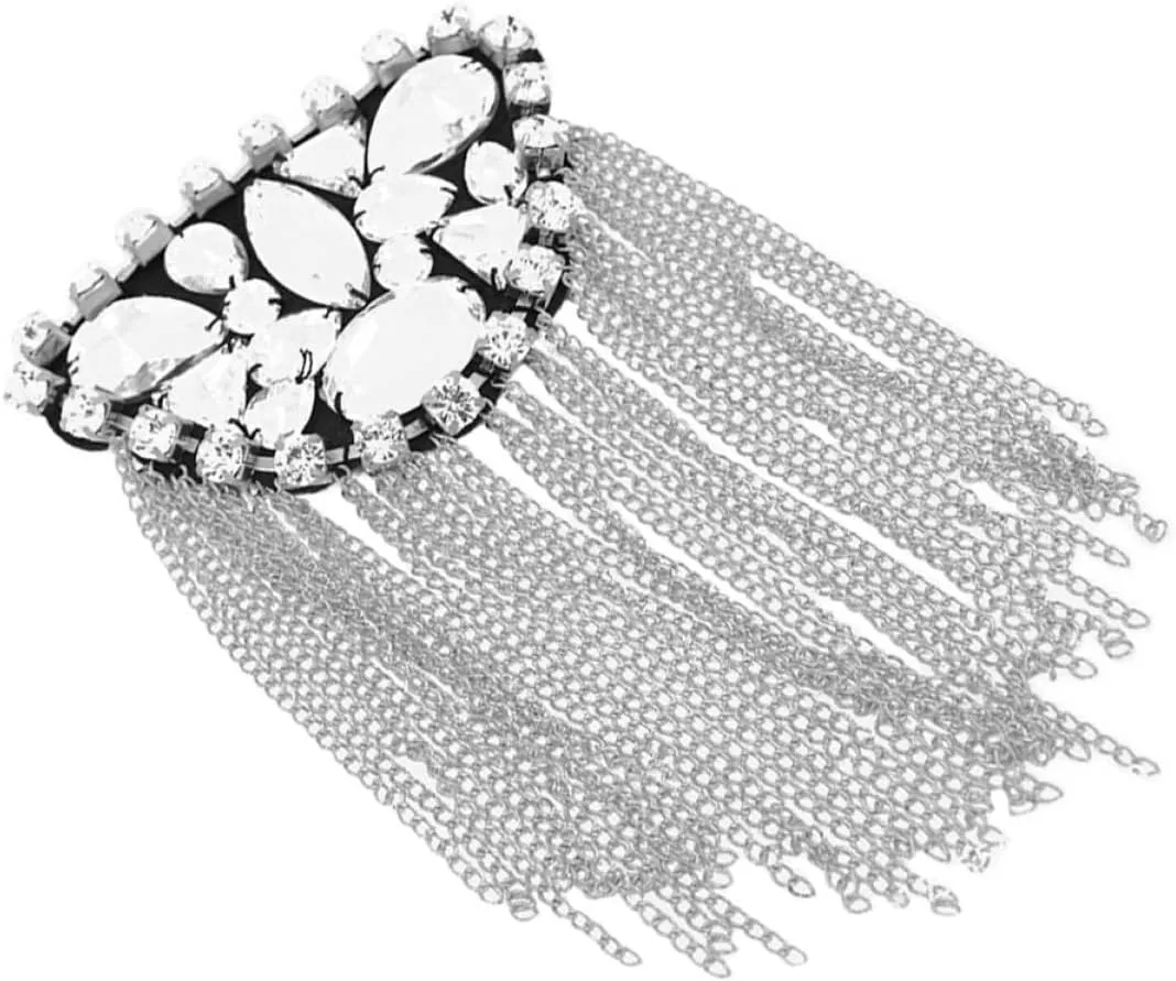 Elegant Metal Lapel Pin Brooch for Suits Rhinestone Tassel Shoulder Badge Alloy Fashion Accessories for Women